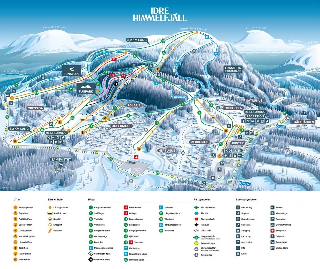 Idre Himmelfjäll trail map