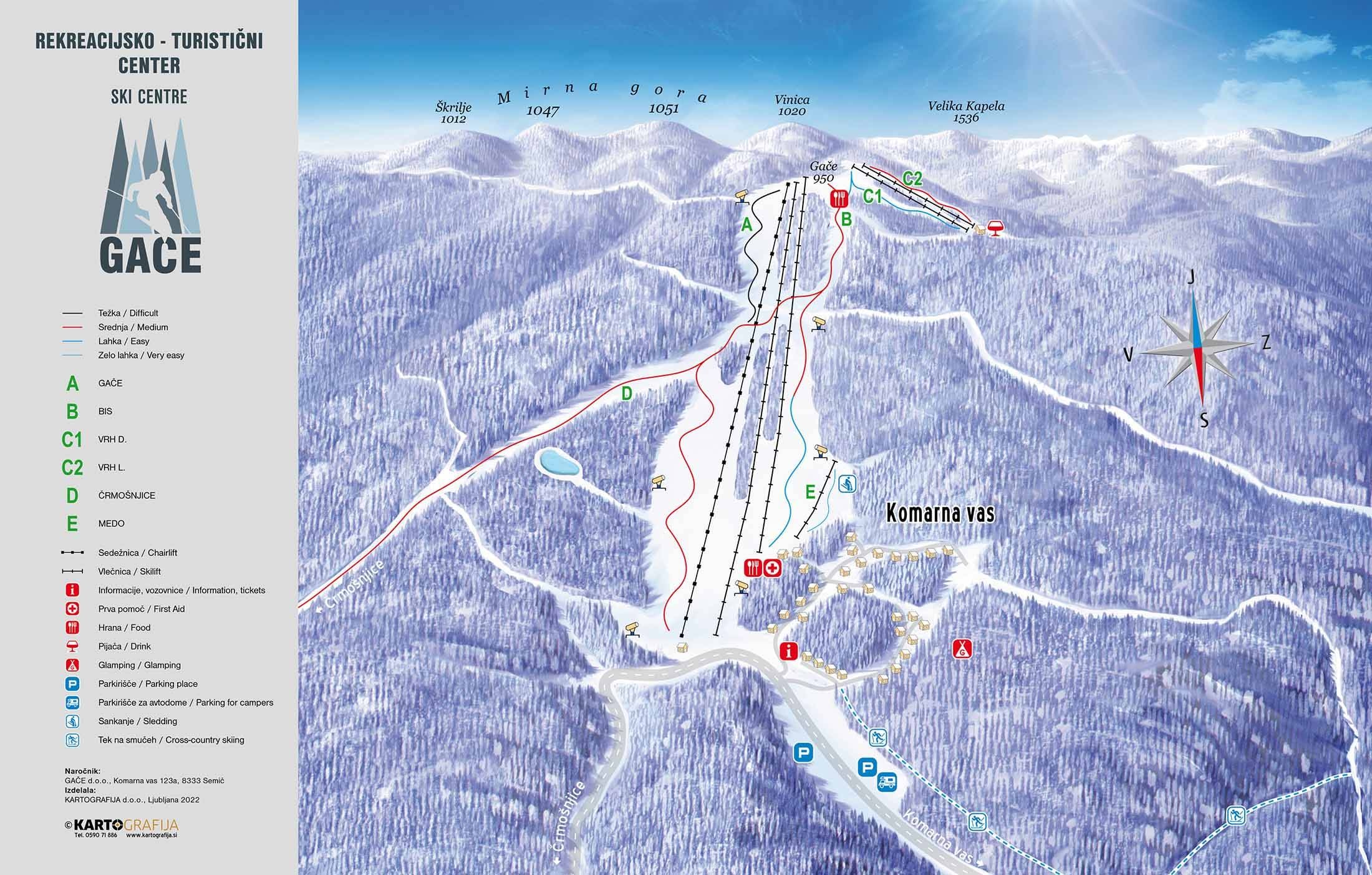 Gače trail map