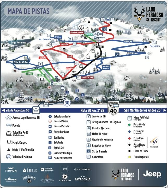 Lago Hermoso trail map