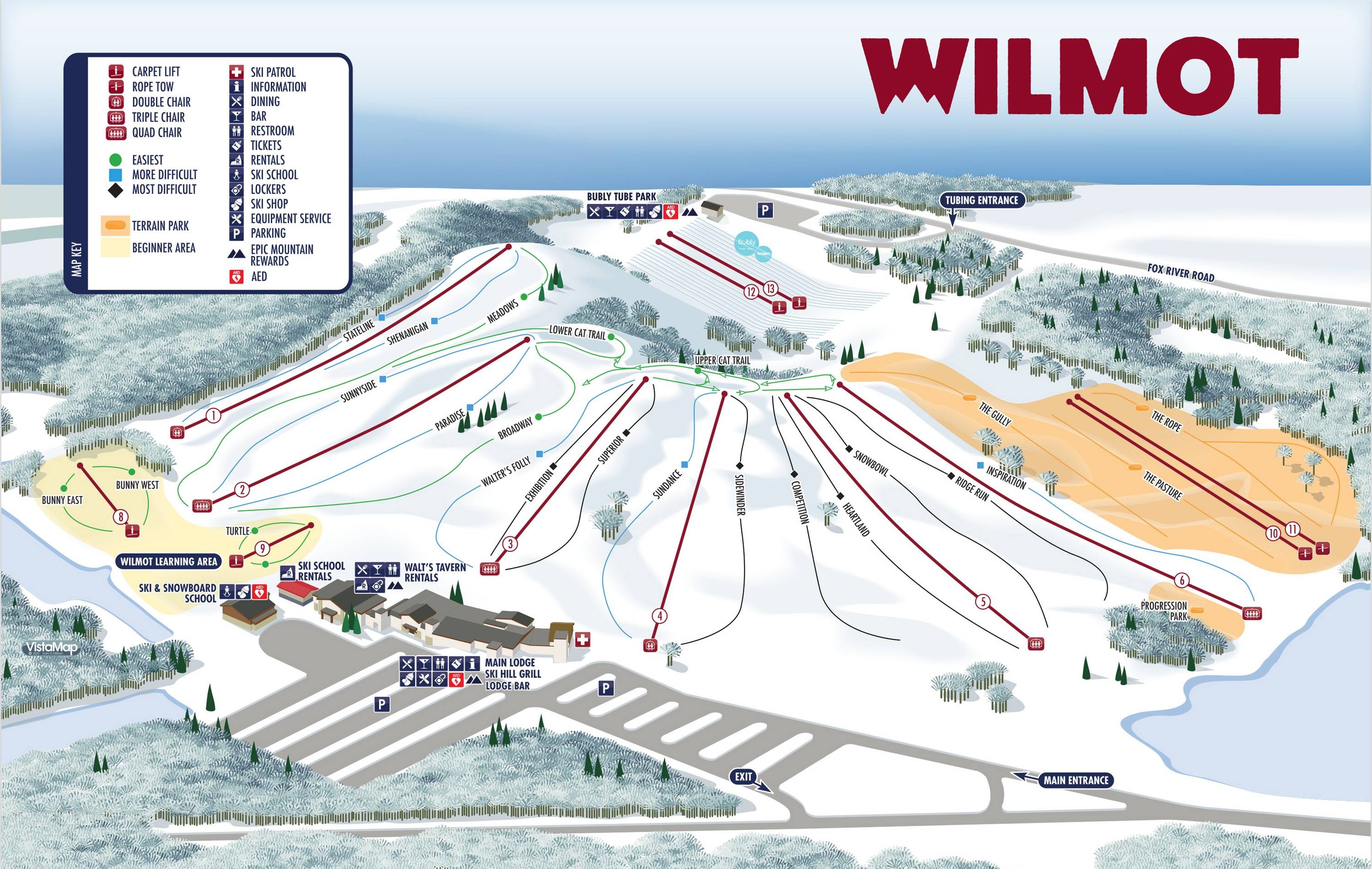Wilmot Mountain trail map