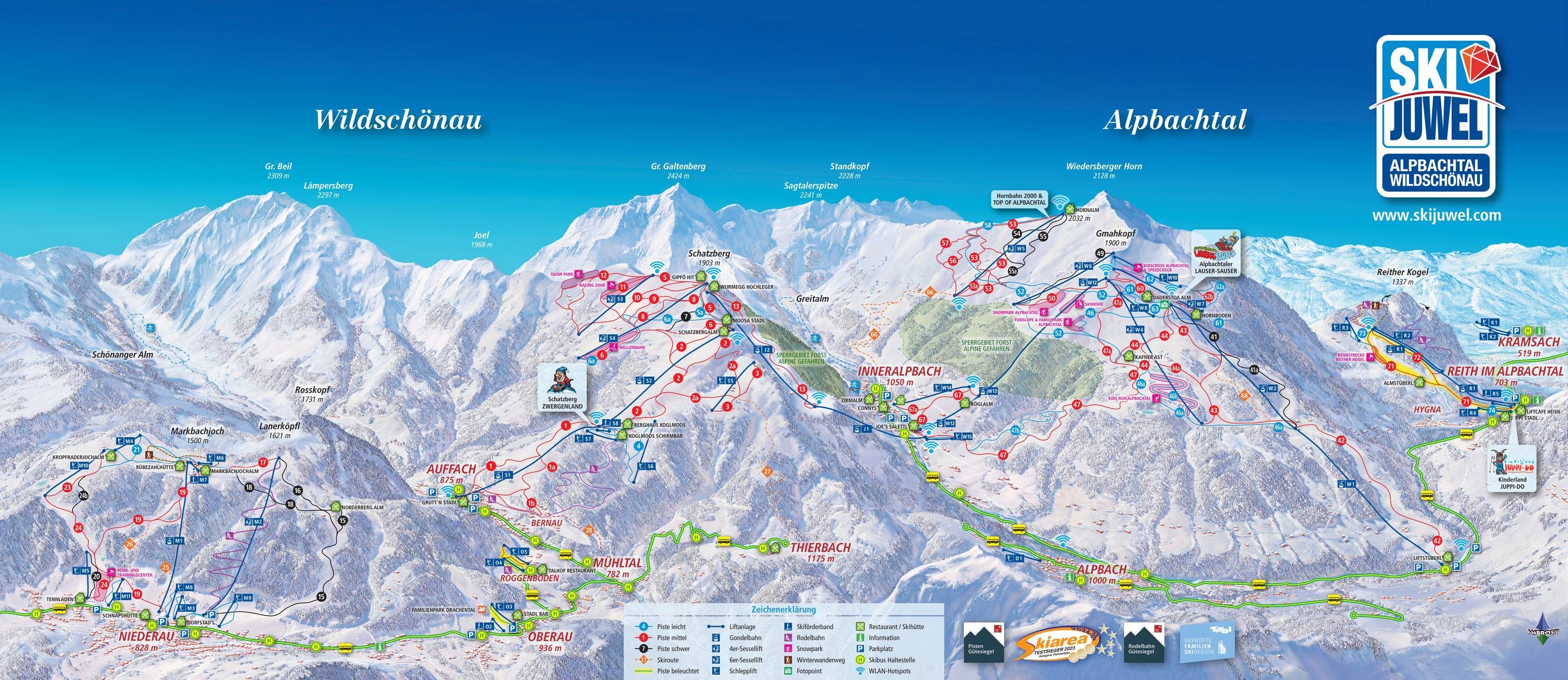 Ski Juwel Alpbachtal Wildschönau trail map
