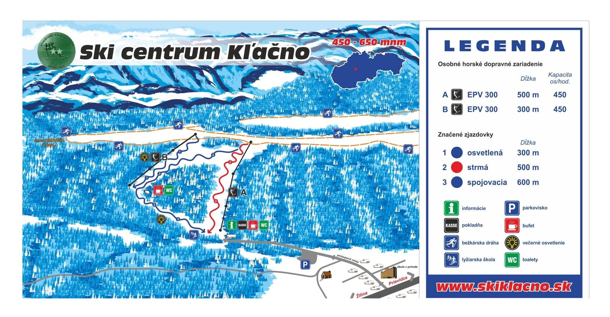 Kľačno trail map