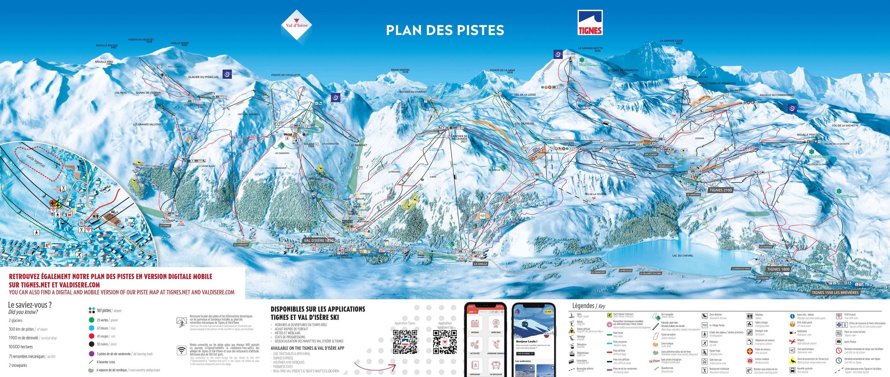 Tignes/Val d'Isère trail map
