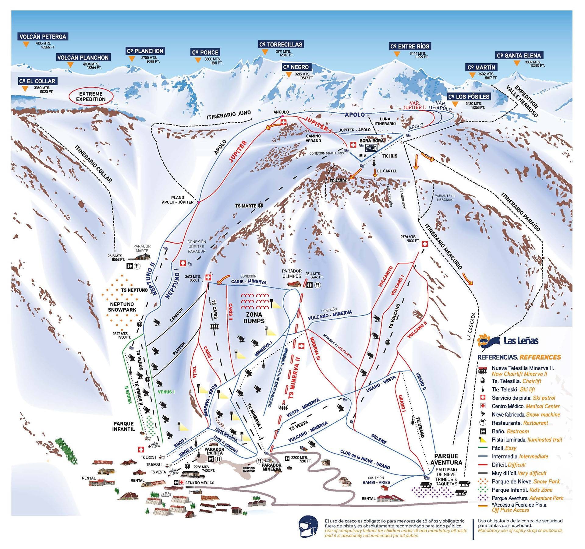 Las Leñas trail map