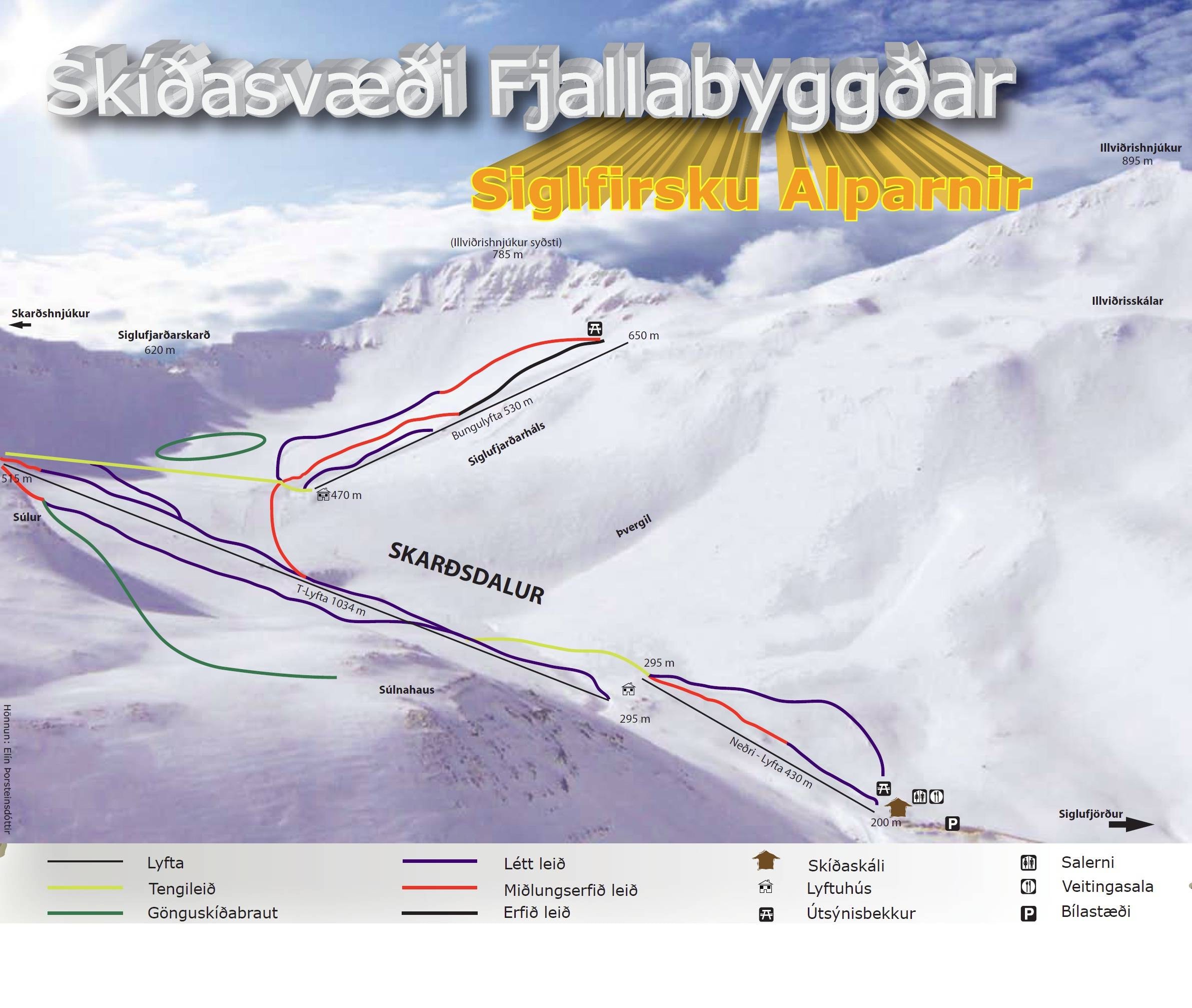 Skarðsdalur – Siglufjörður trail map
