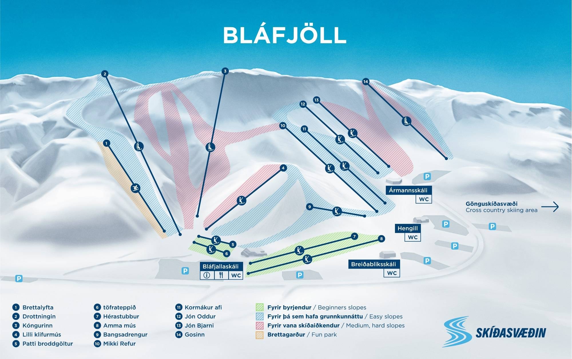 Bláfjöll trail map