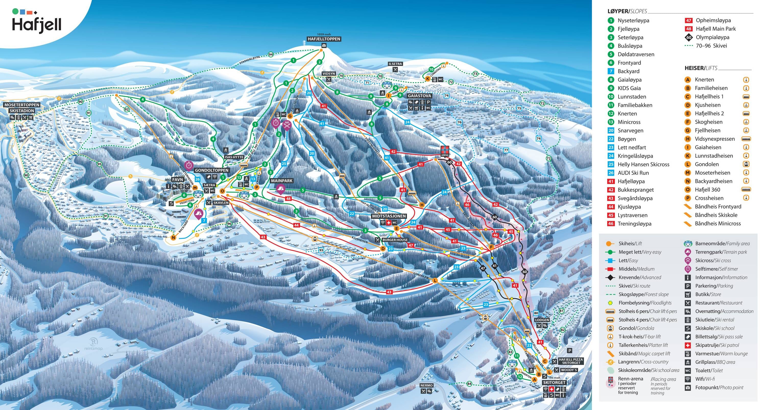 Hafjell trail map