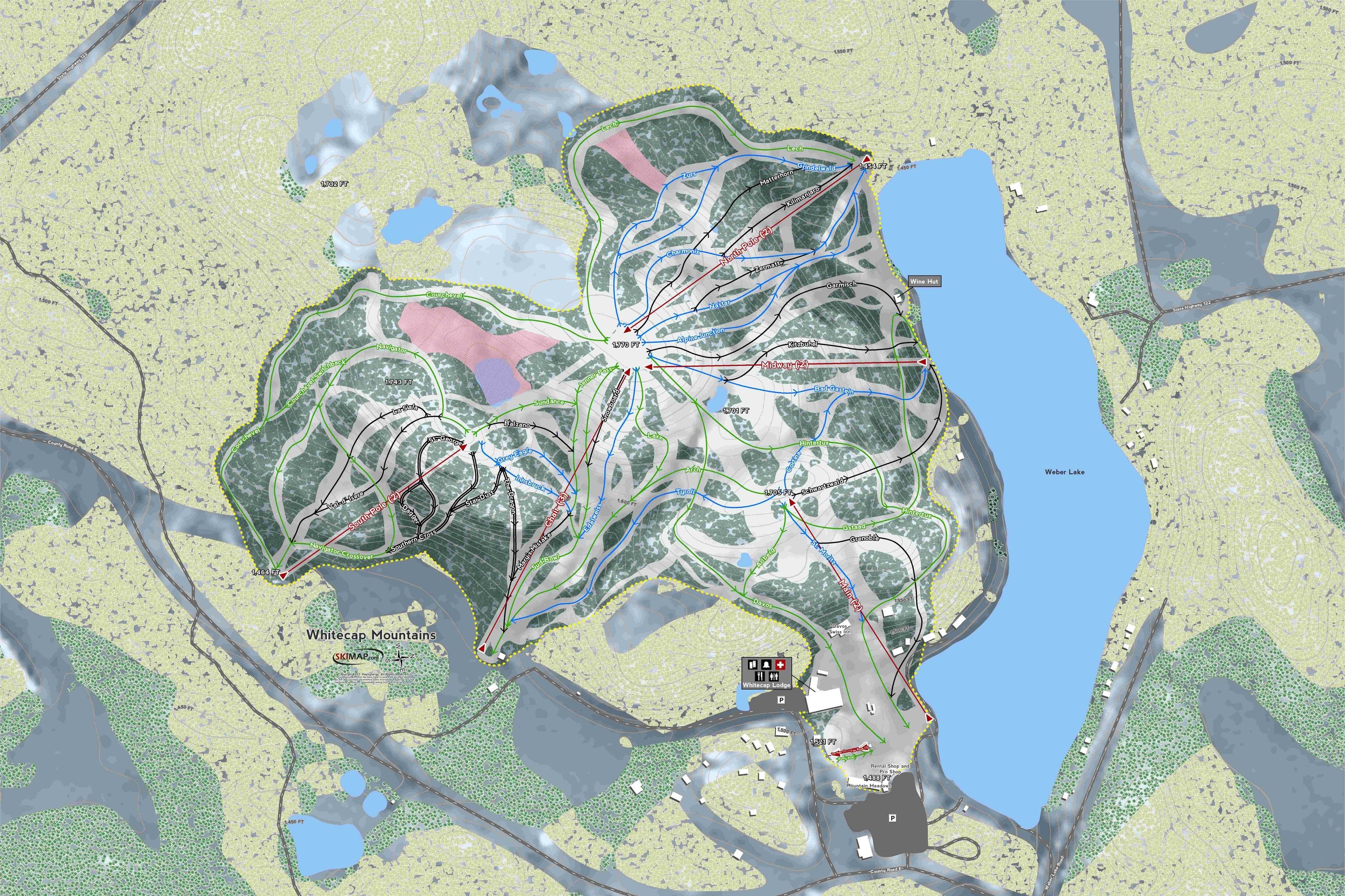 Whitecap Mountains trail map