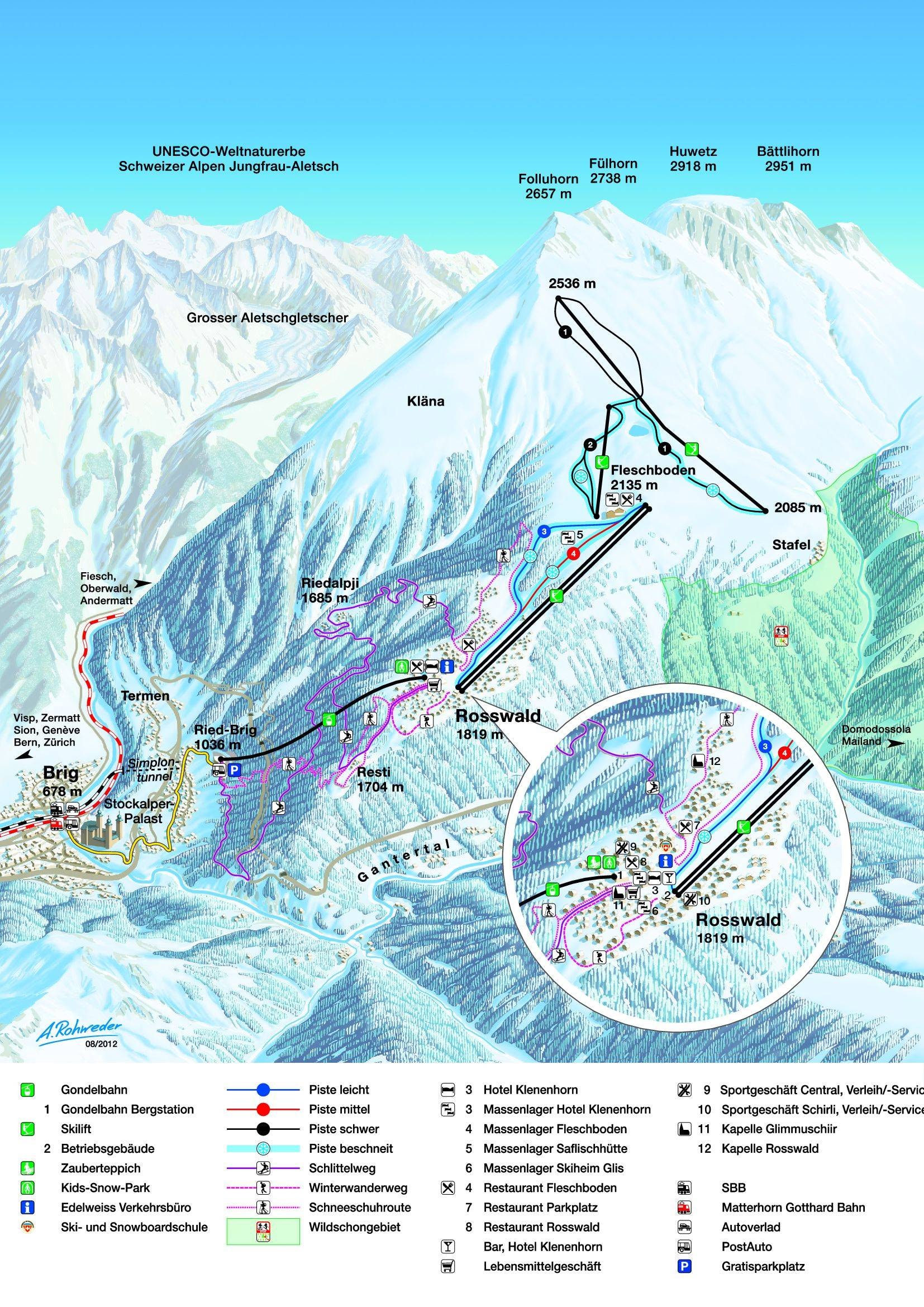 Rosswald – Brig trail map