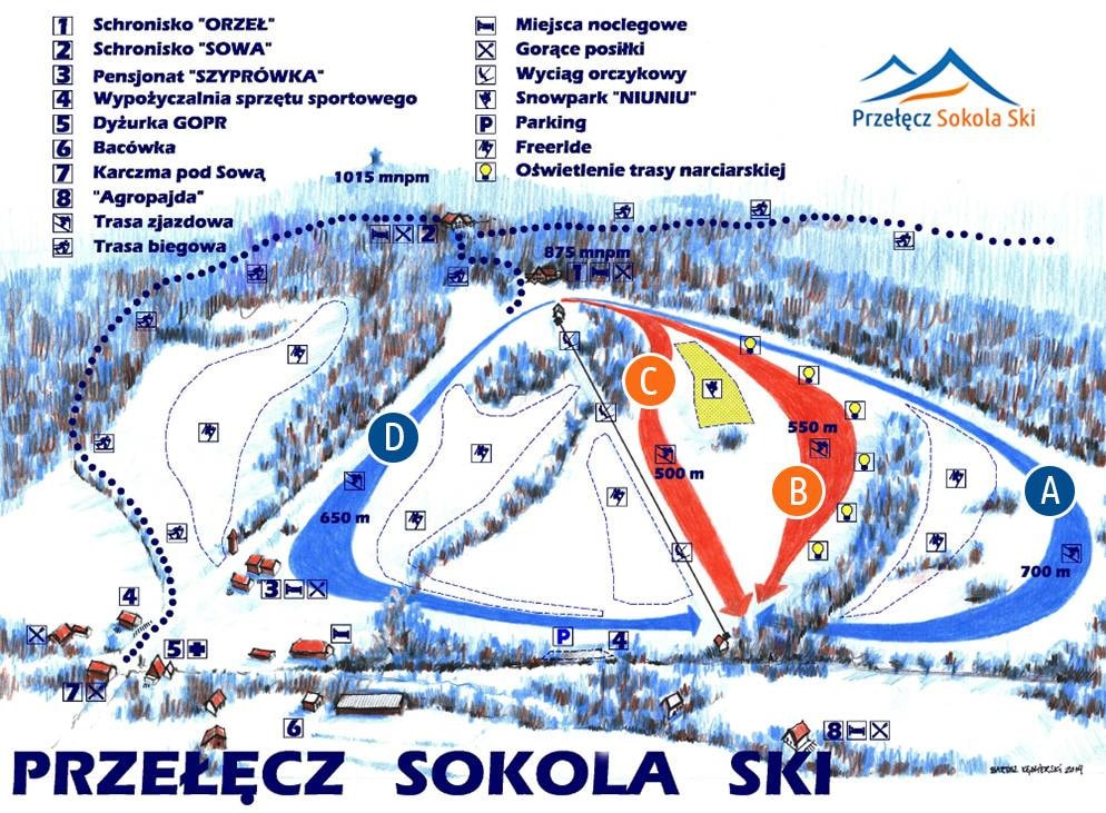 Przełęcz Sokola trail map