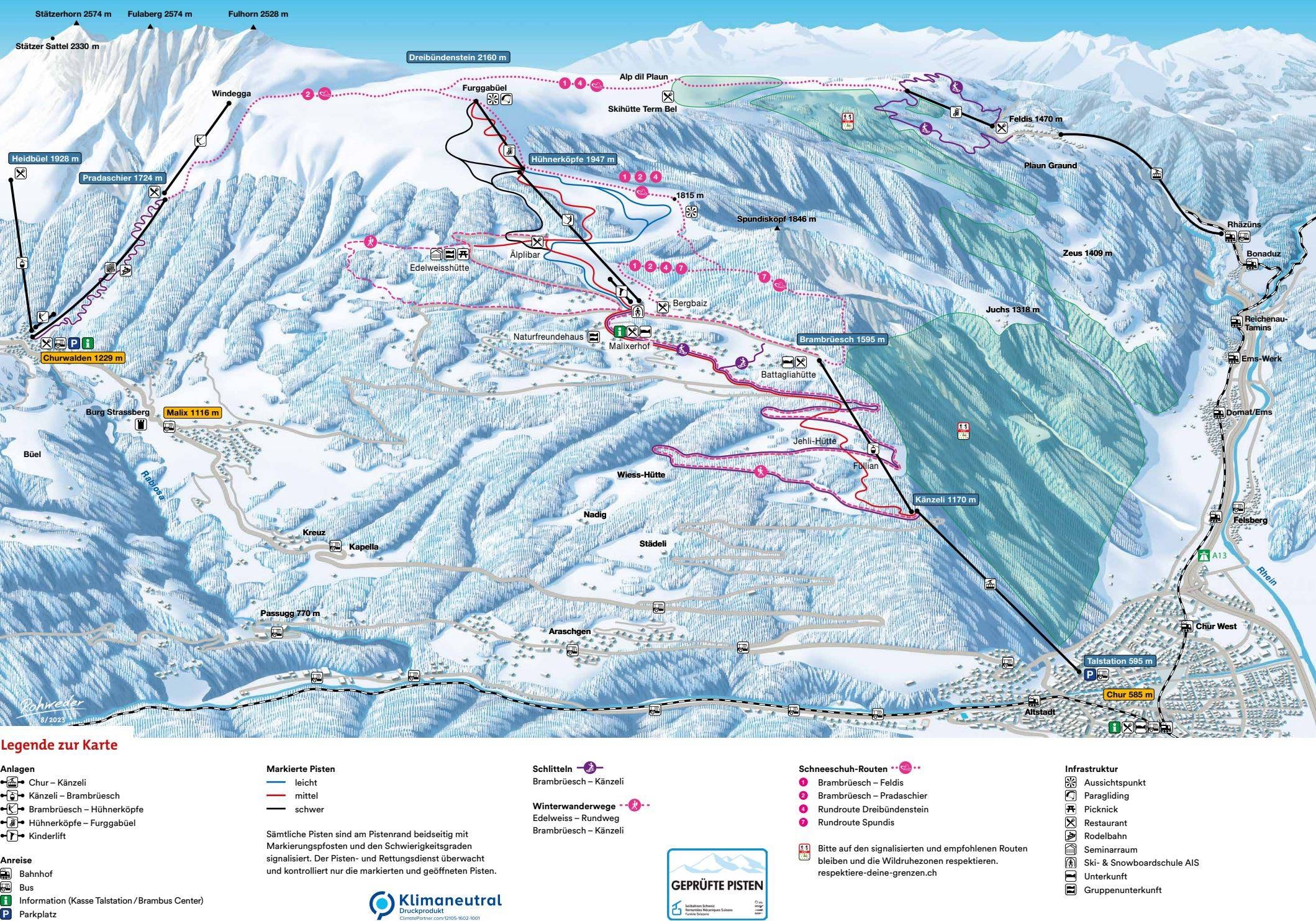 Brambrüesch/Dreibündenstein – Chur trail map