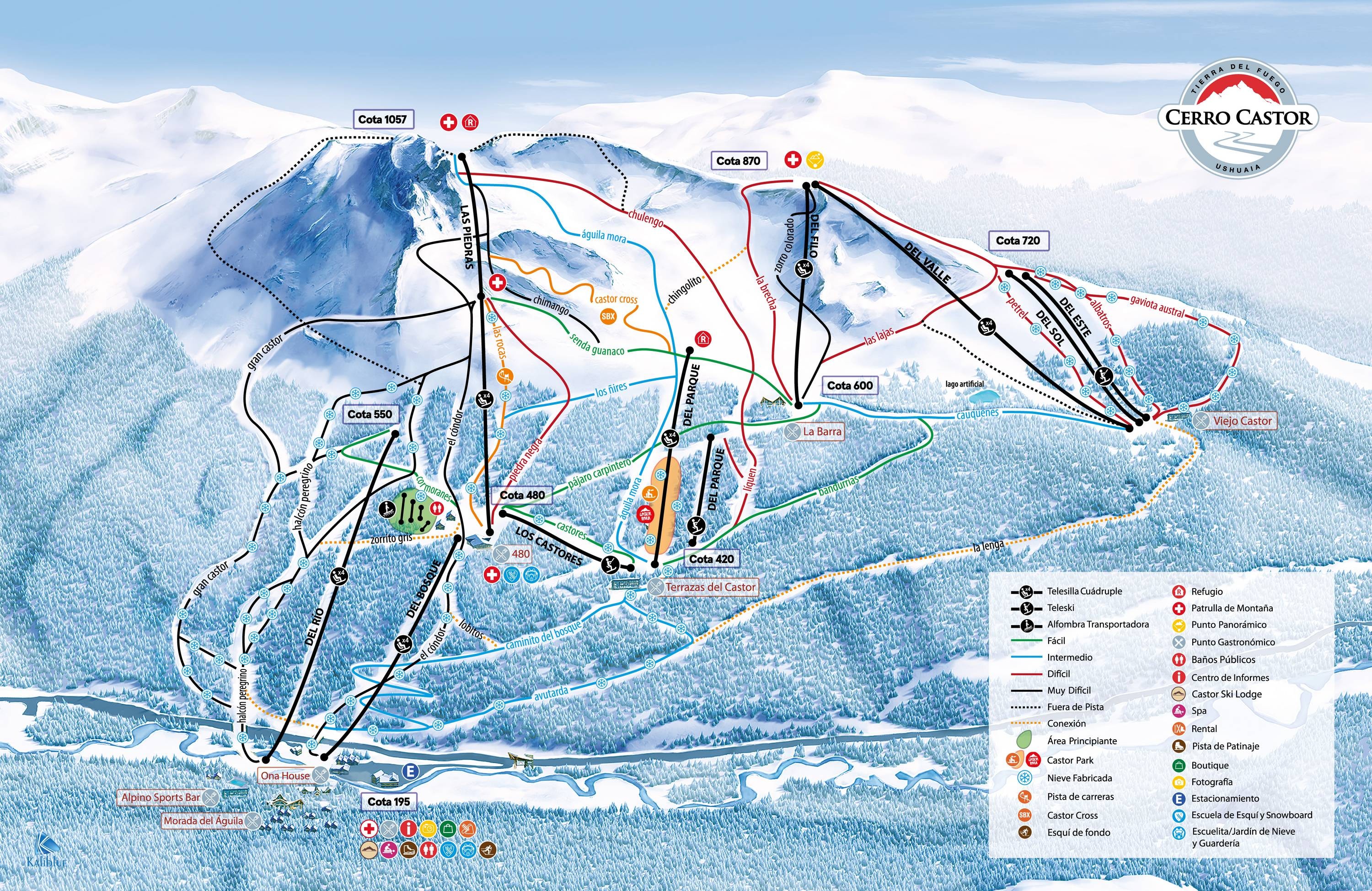Cerro Castor trail map