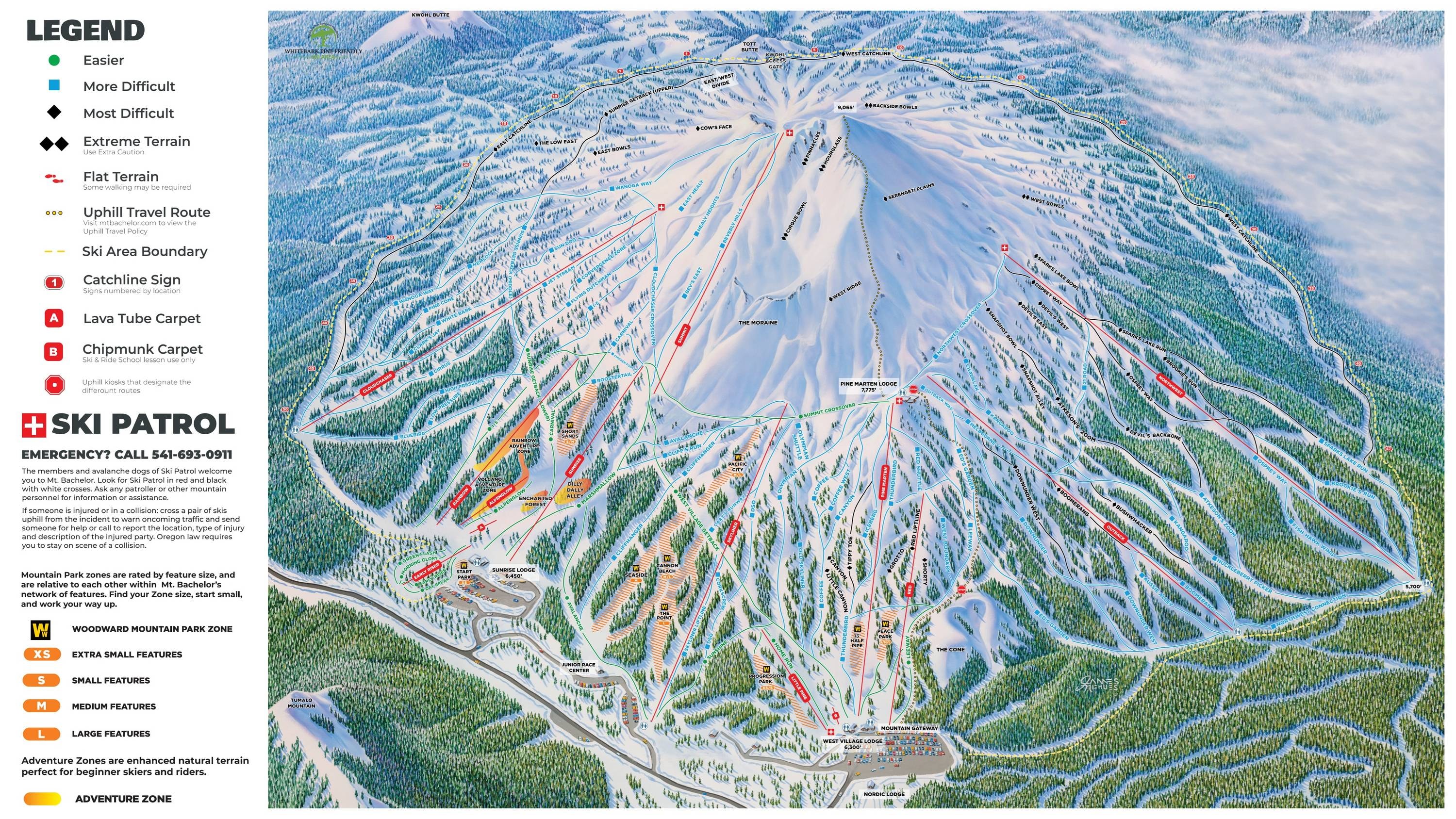 Mt. Bachelor trail map