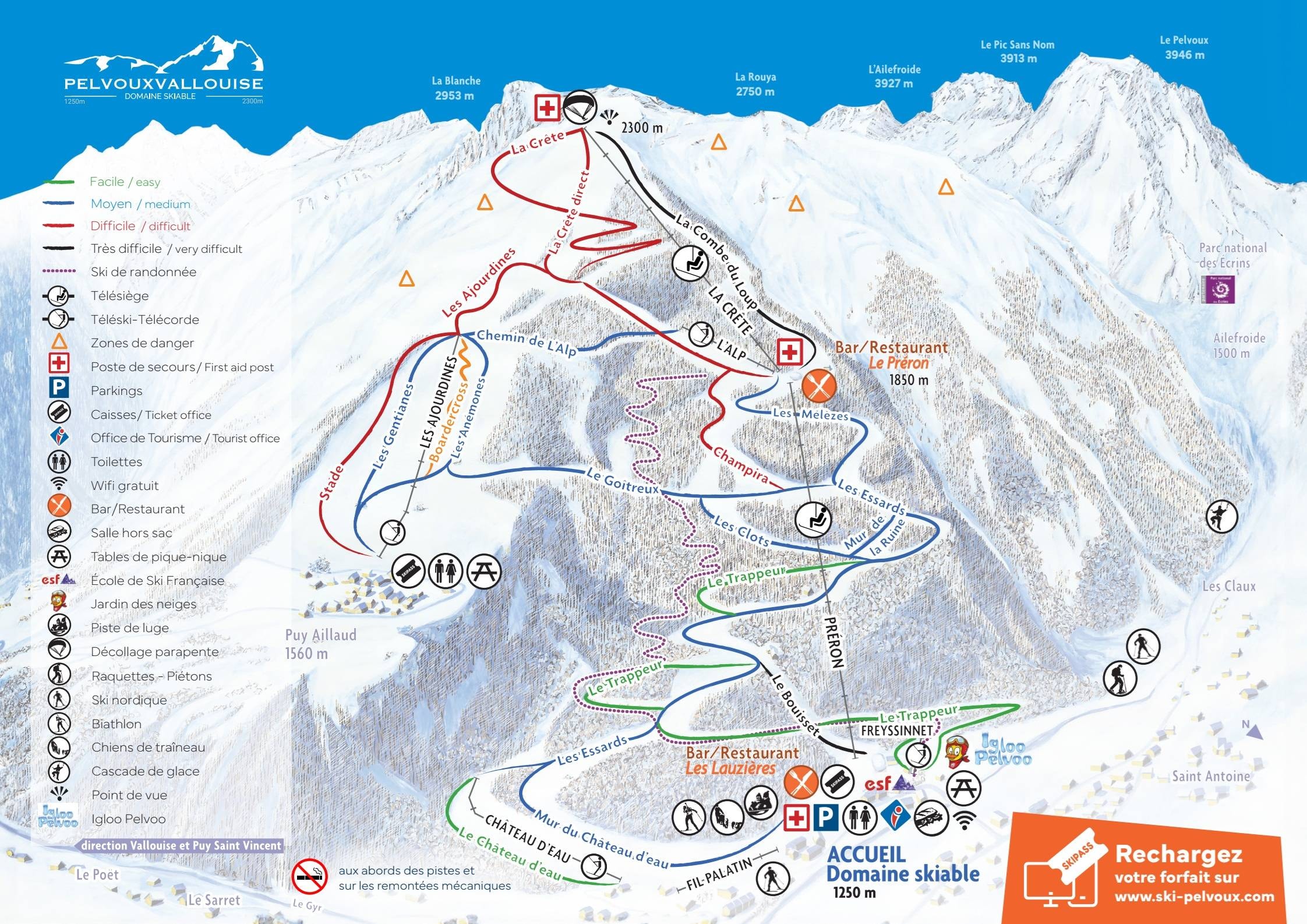 Pelvoux/Vallouise trail map