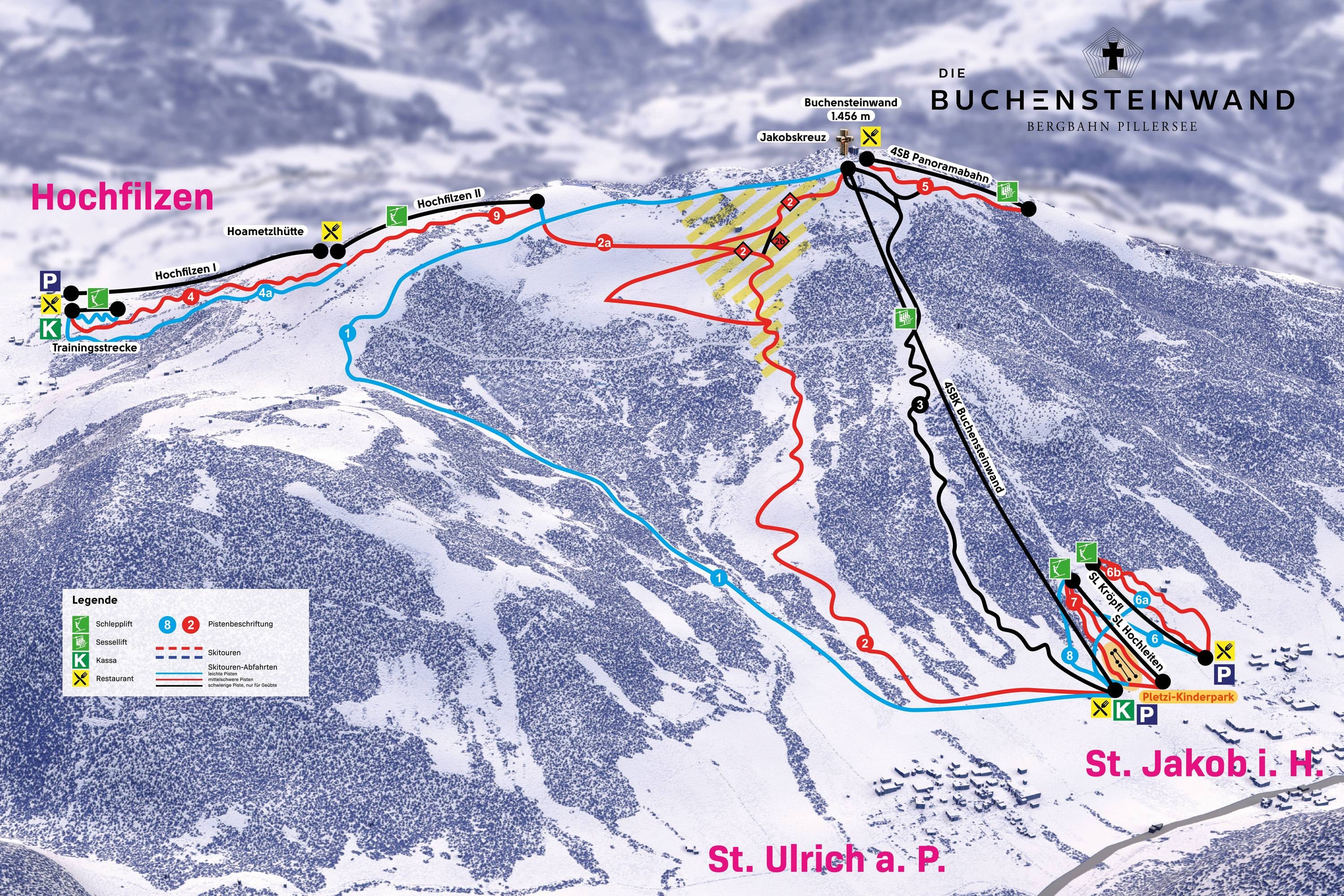 Buchensteinwand (Pillersee) – St. Ulrich am Pillersee/St. Jakob in Haus/Hochfilzen trail map