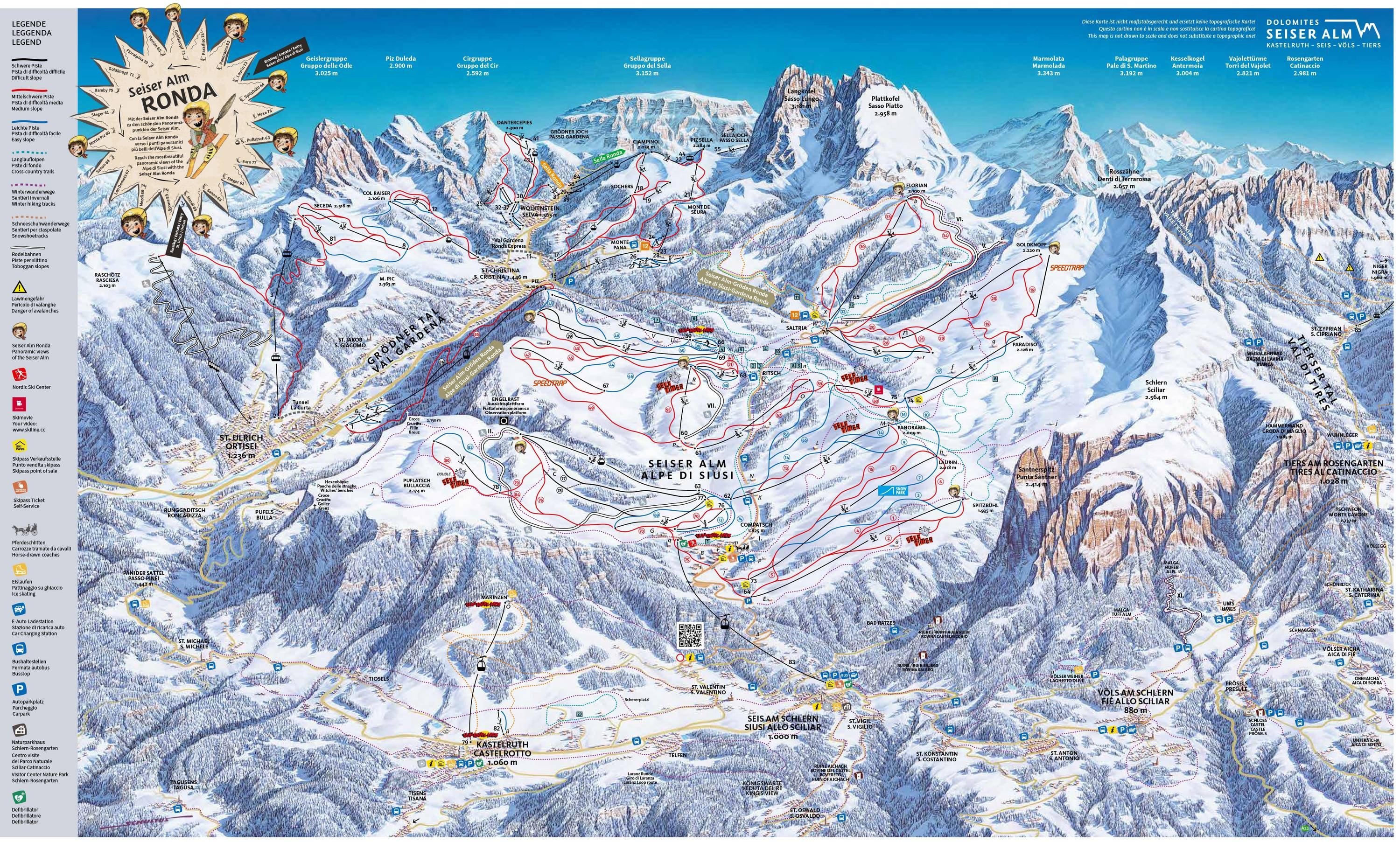Alpe di Siusi (Seiser Alm) trail map