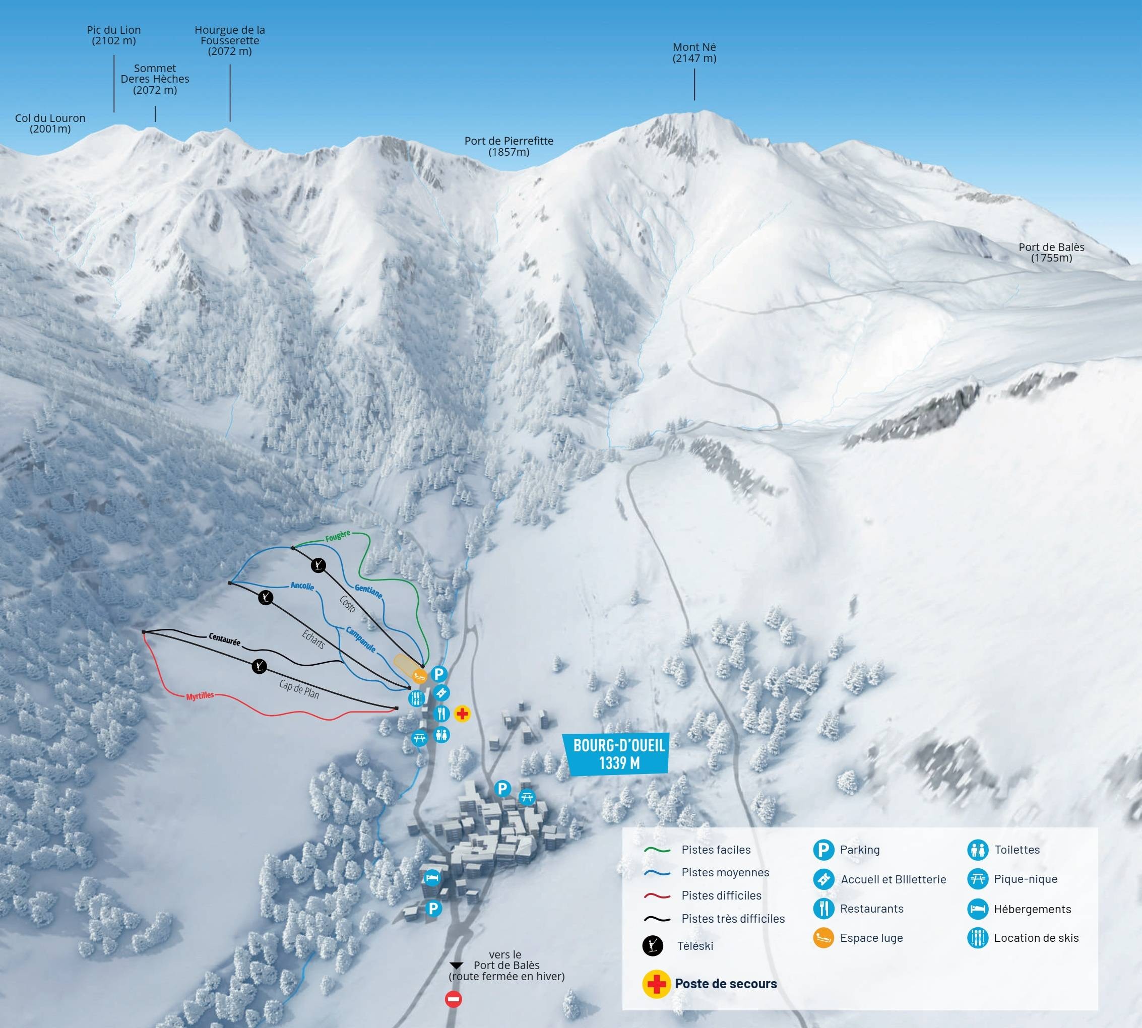 Bourg d'Oueil trail map