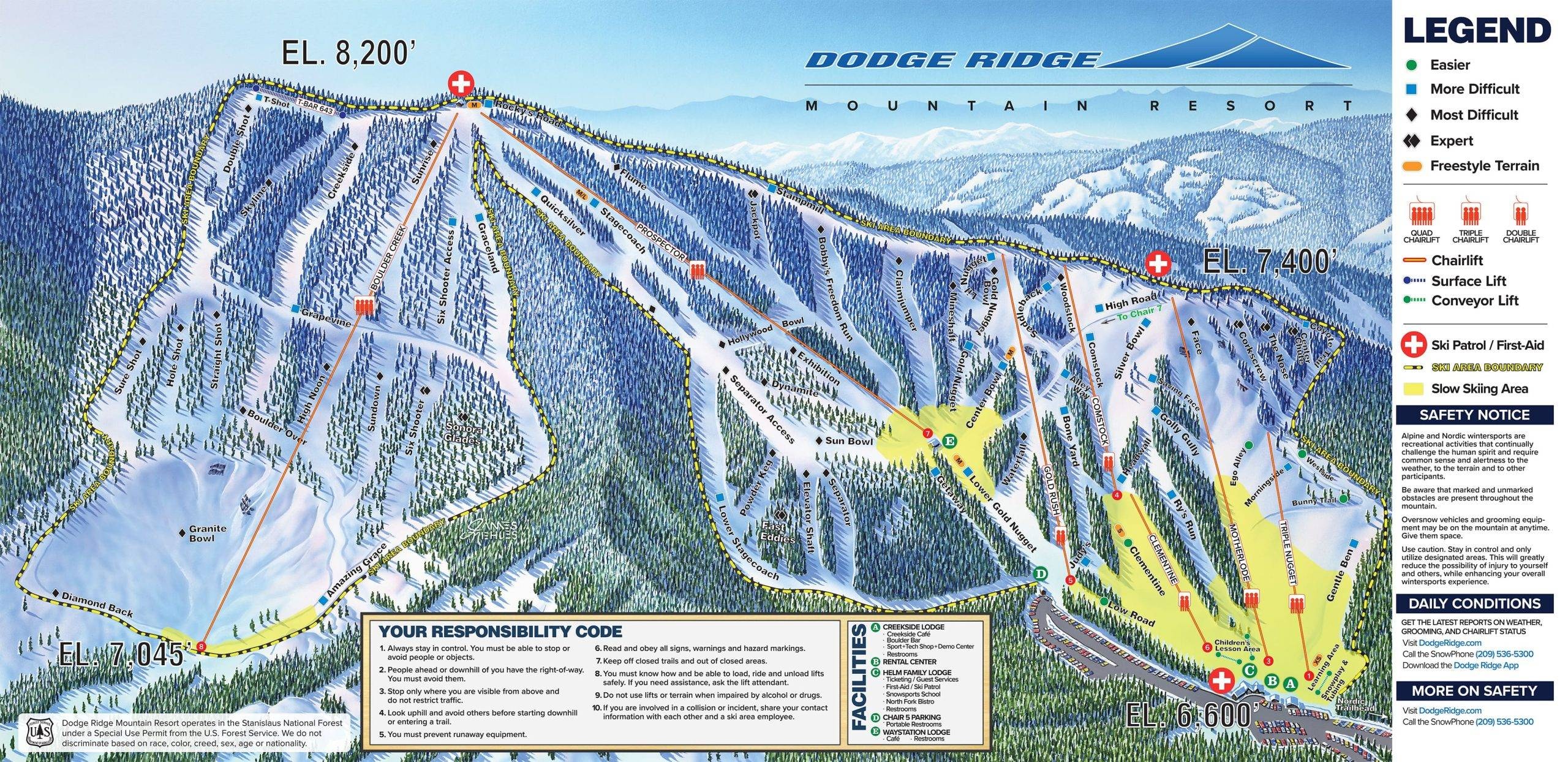 Dodge Ridge trail map