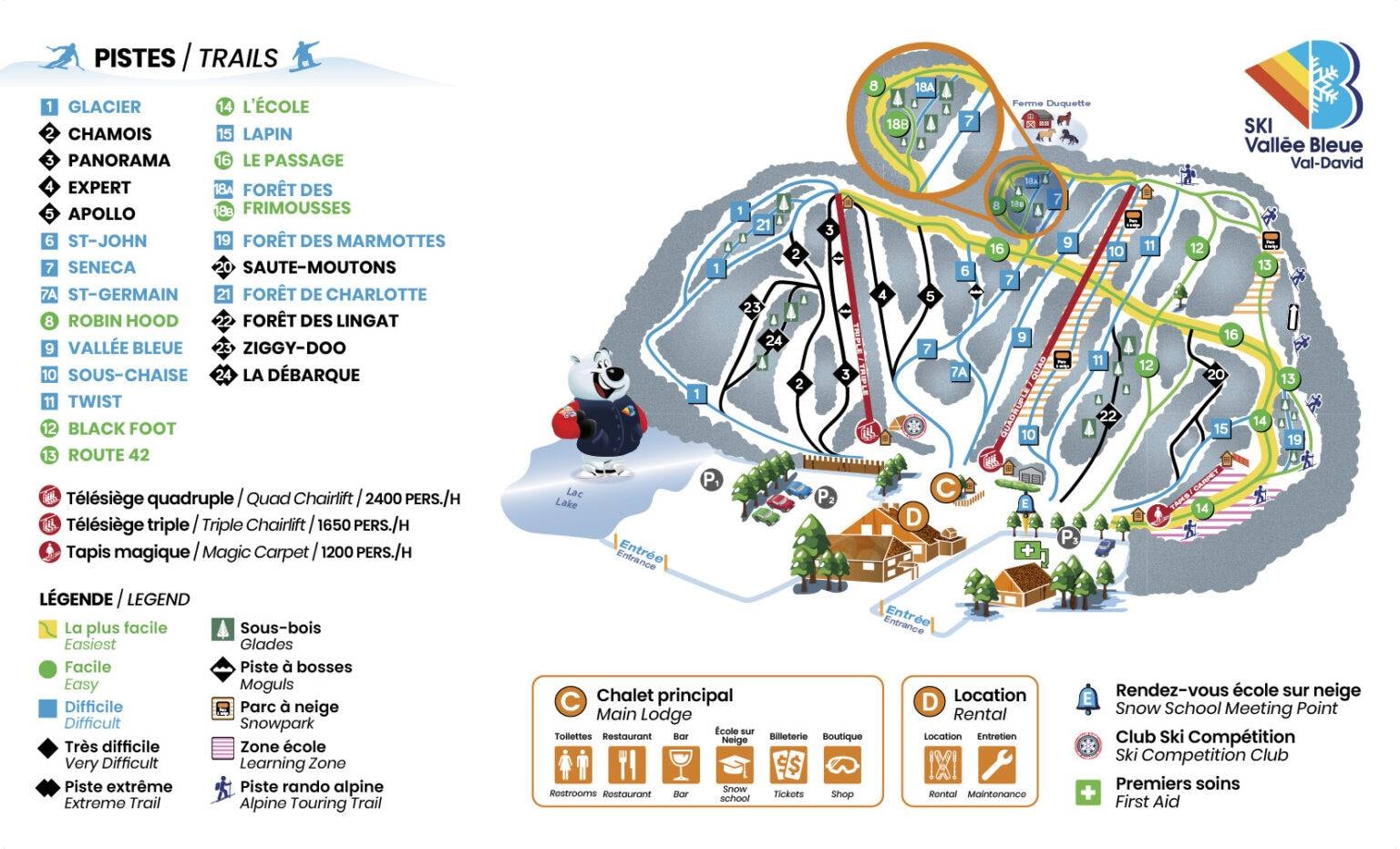 Vallée Bleue trail map