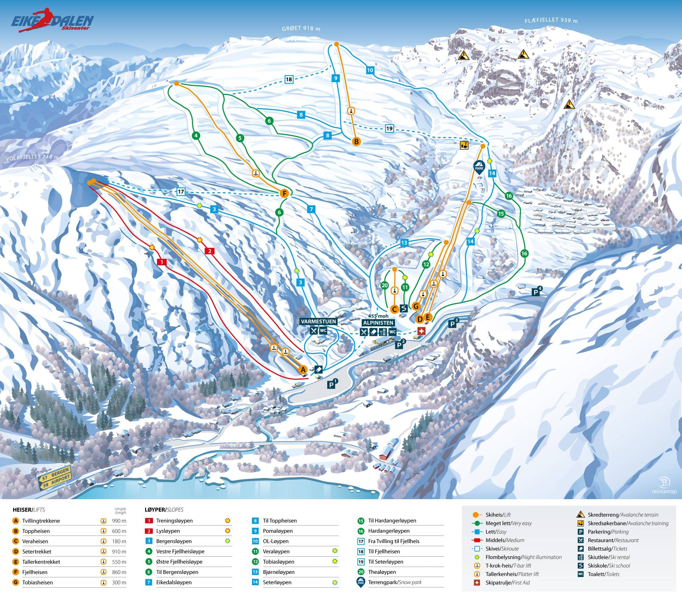 Eikedalen trail map