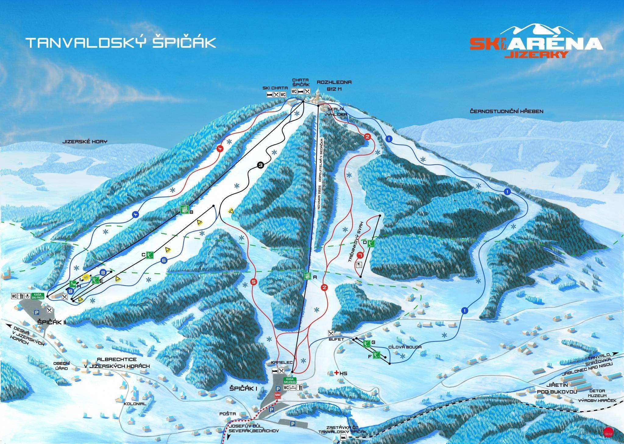 Tanvaldský Špičák trail map
