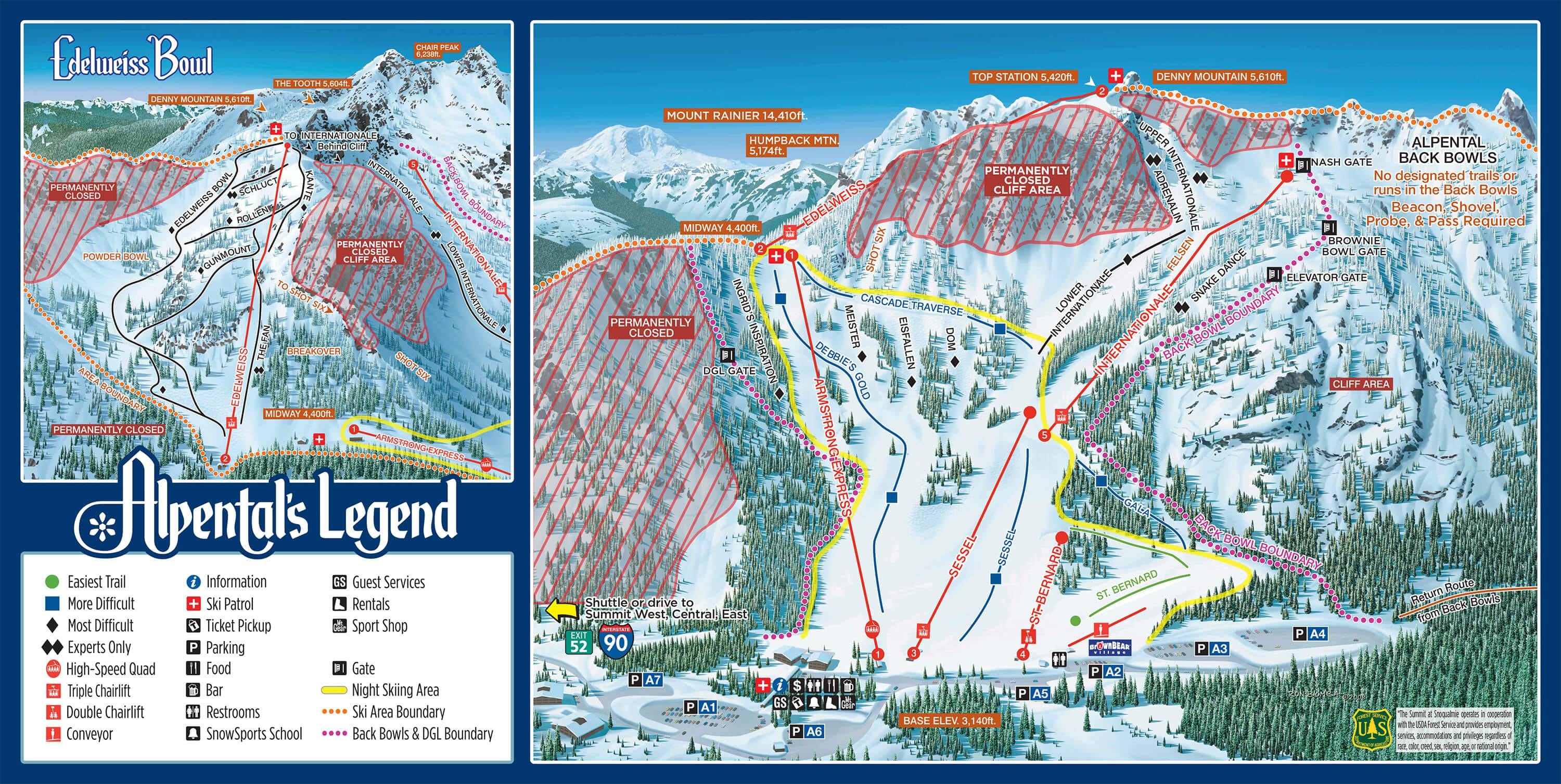 Alpental trail map