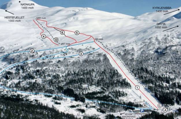 Stryn Skisenter trail map