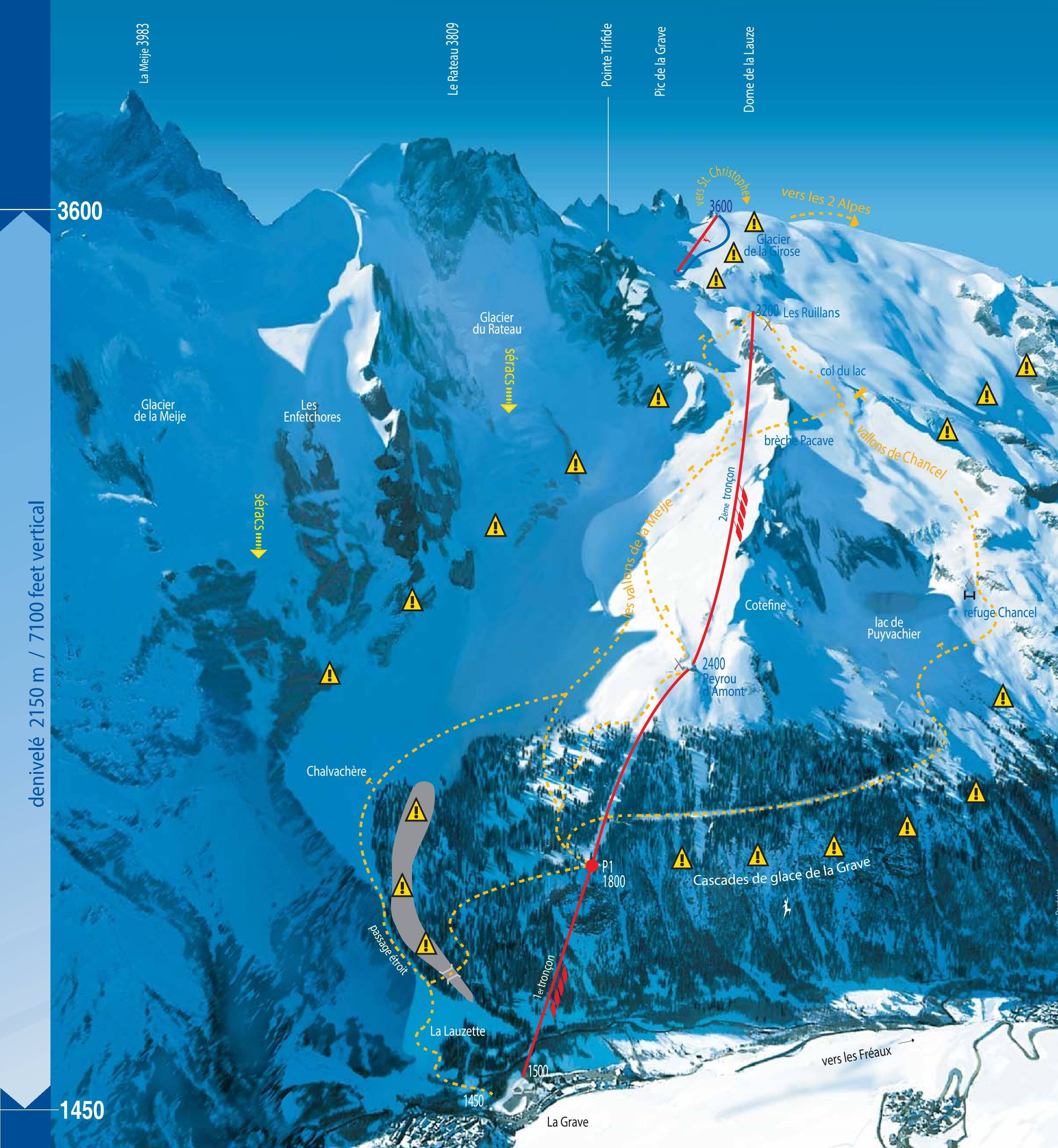 La Grave – La Meije trail map