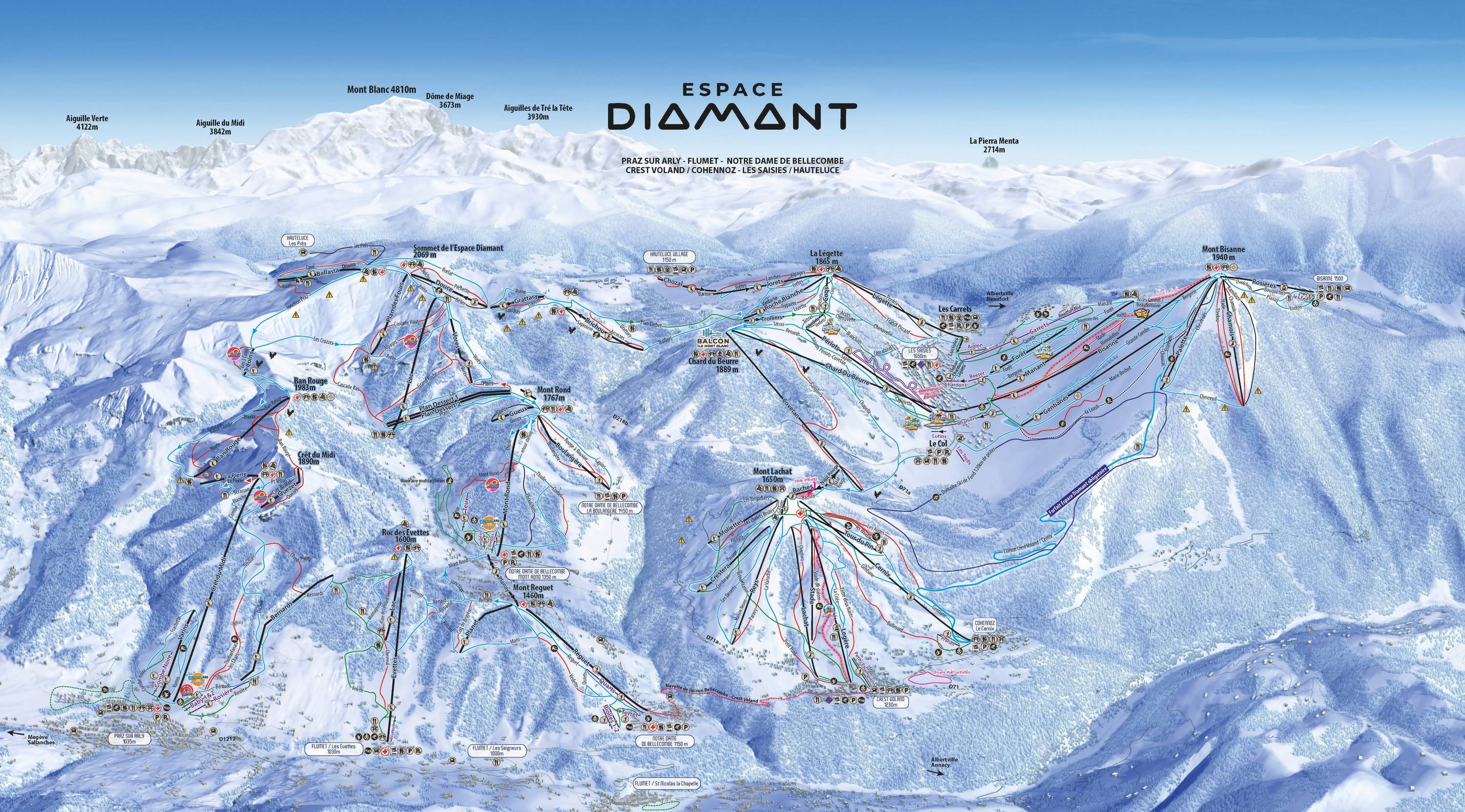 Espace Diamant – Les Saisies/Notre-Dame-de-Bellecombe/Praz sur Arly/Flumet/Crest-Voland trail map