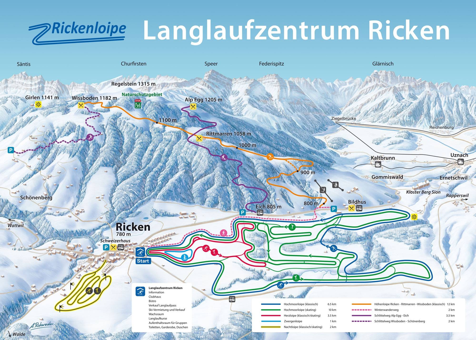 Bildhaus – Gommiswald am Ricken trail map
