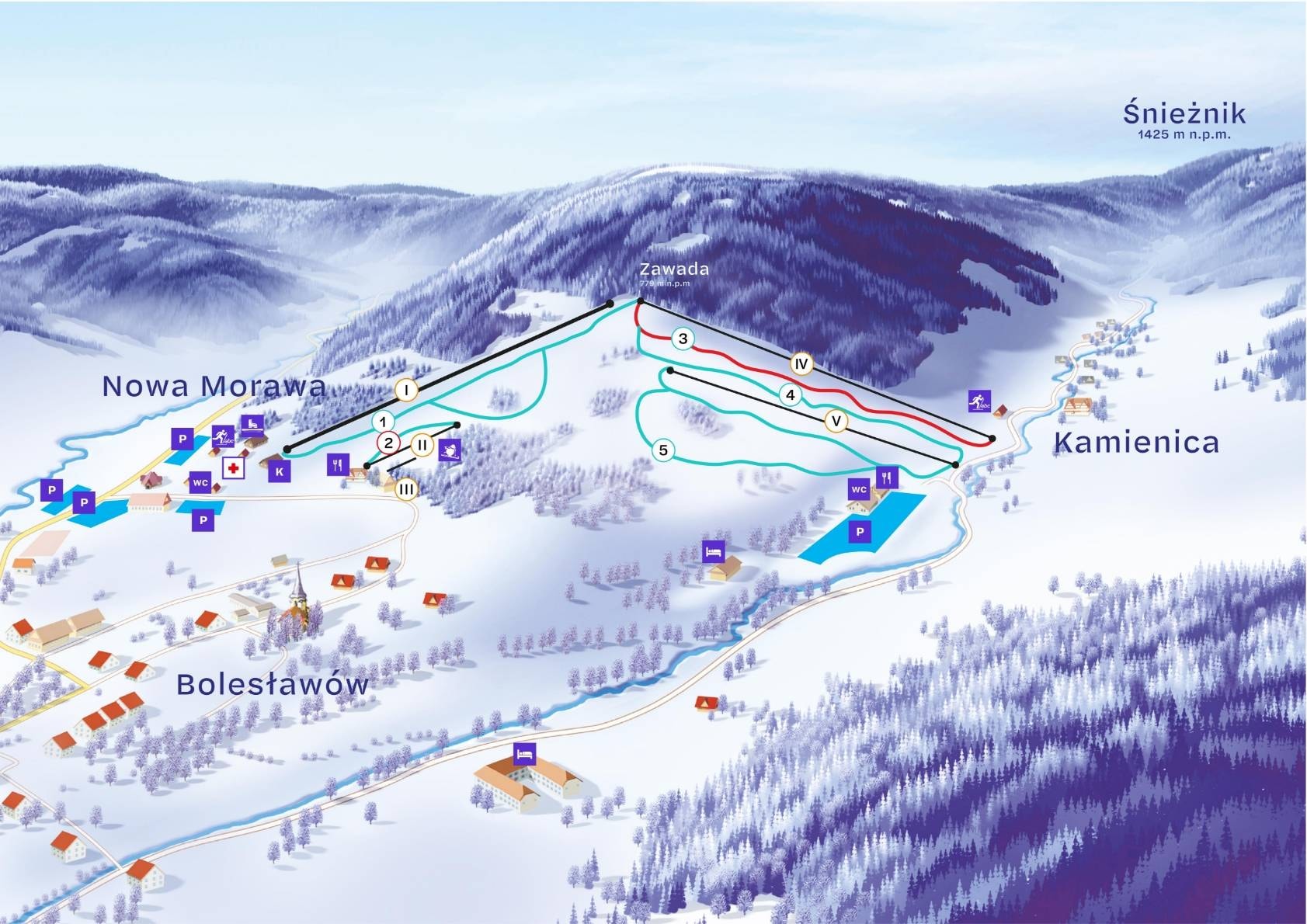 Kamienica/Bolesławów trail map