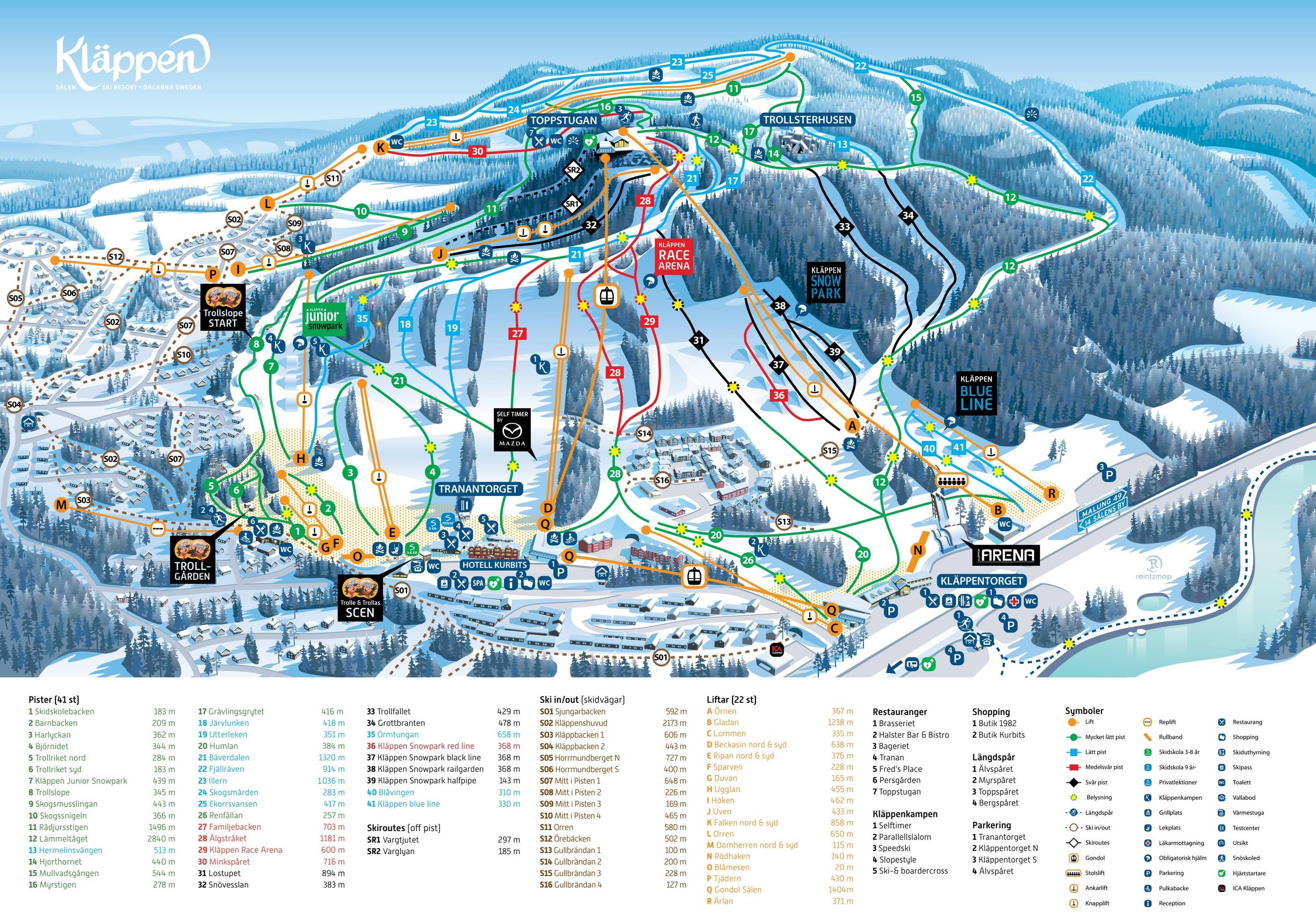 Kläppen trail map