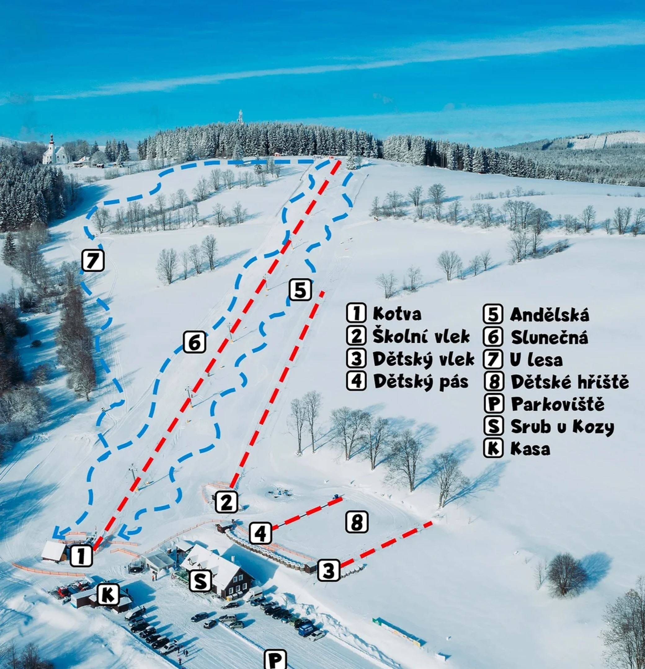 Annaberg – Andělská Hora trail map