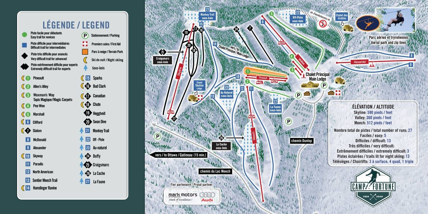 Camp Fortune trail map