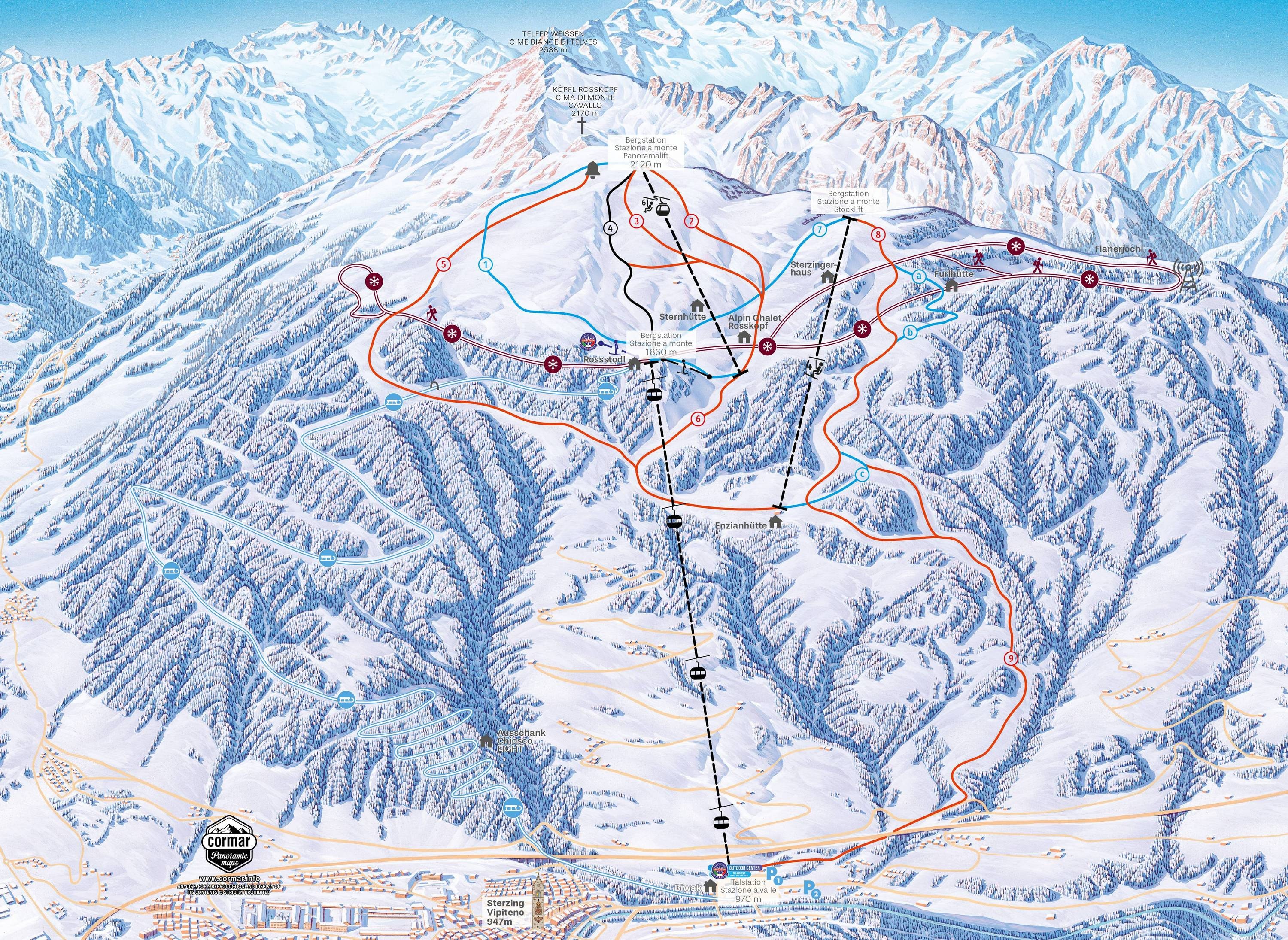 Rosskopf (Monte Cavallo) – Sterzing (Vipiteno) trail map