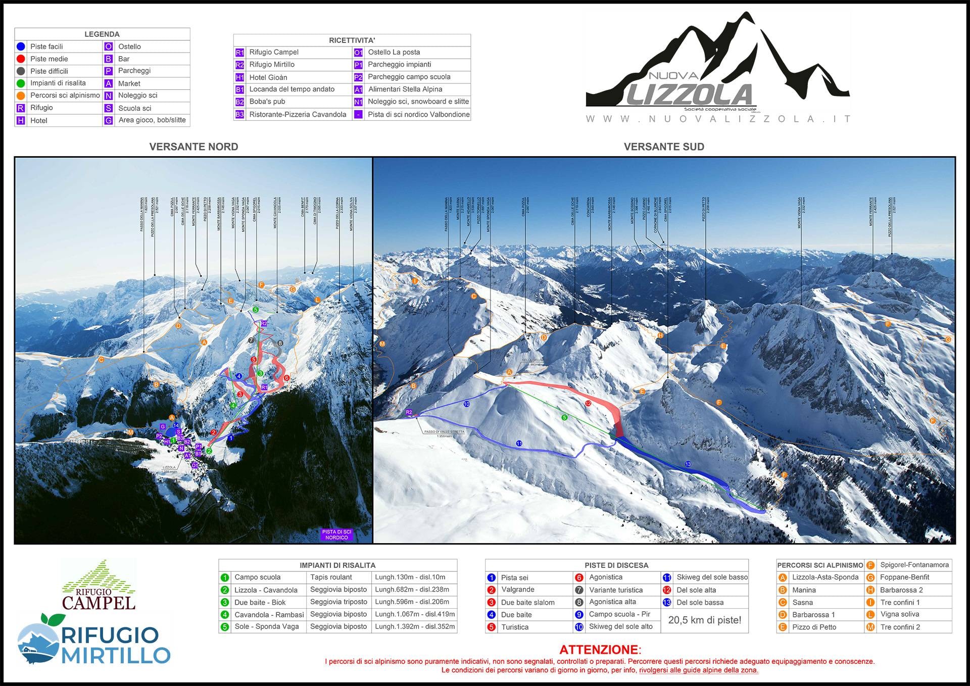 Lizzola trail map