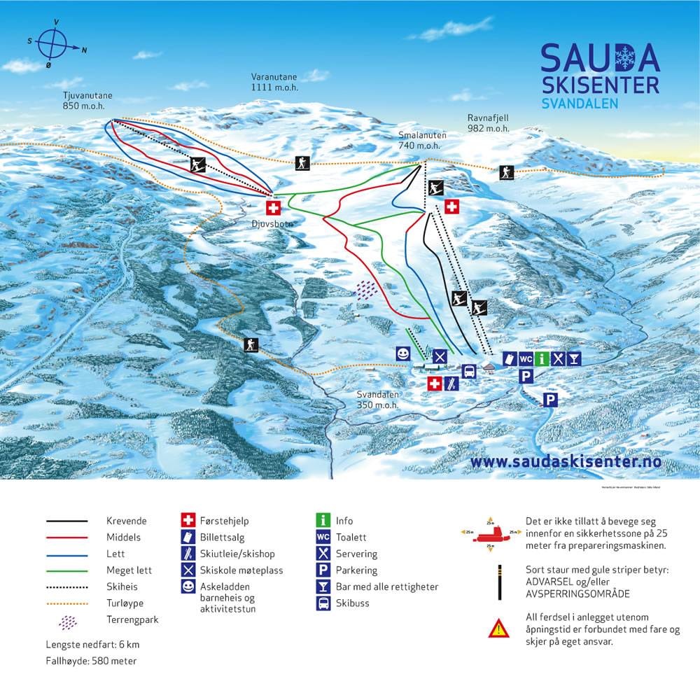 Sauda Skisenter trail map