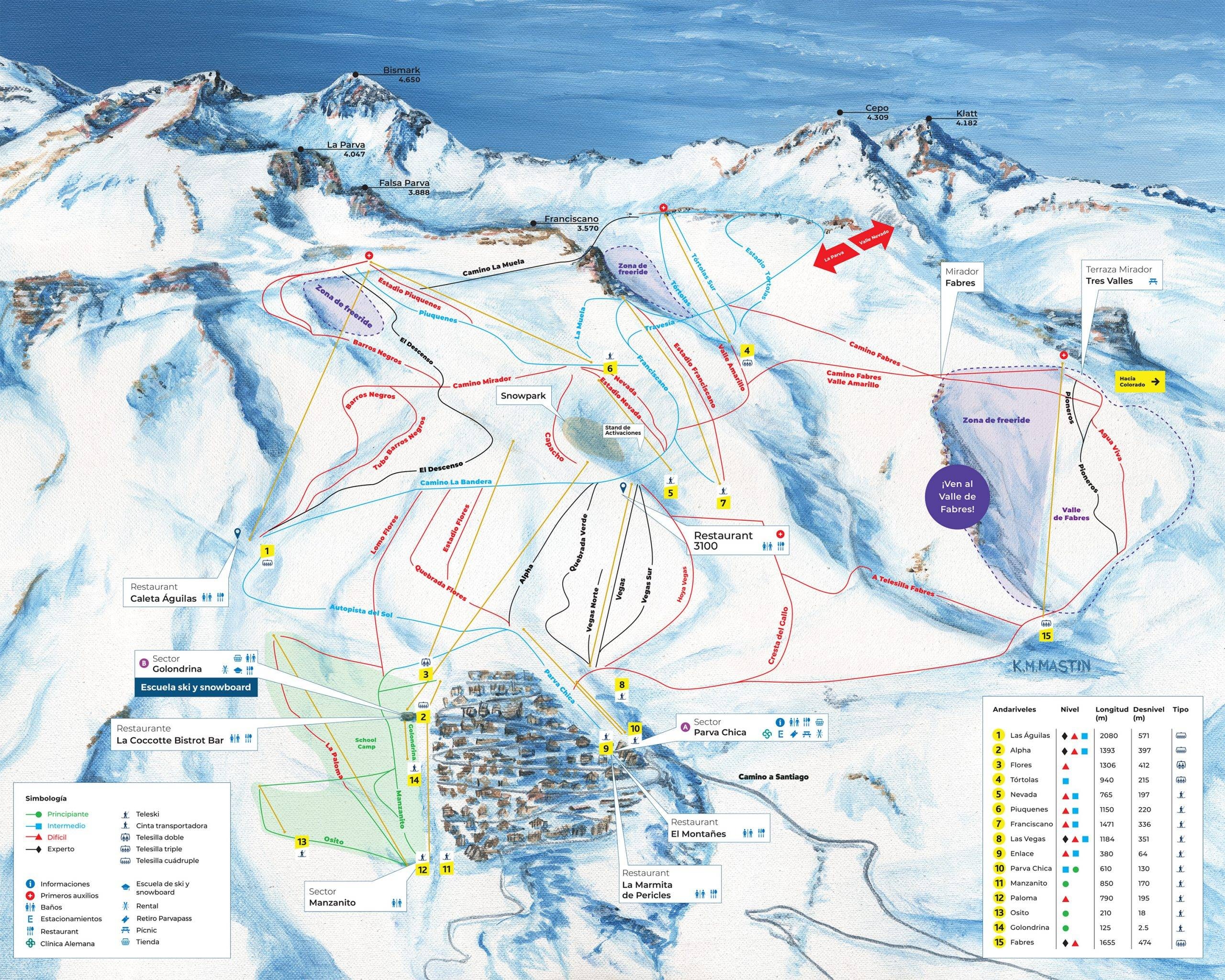 La Parva trail map