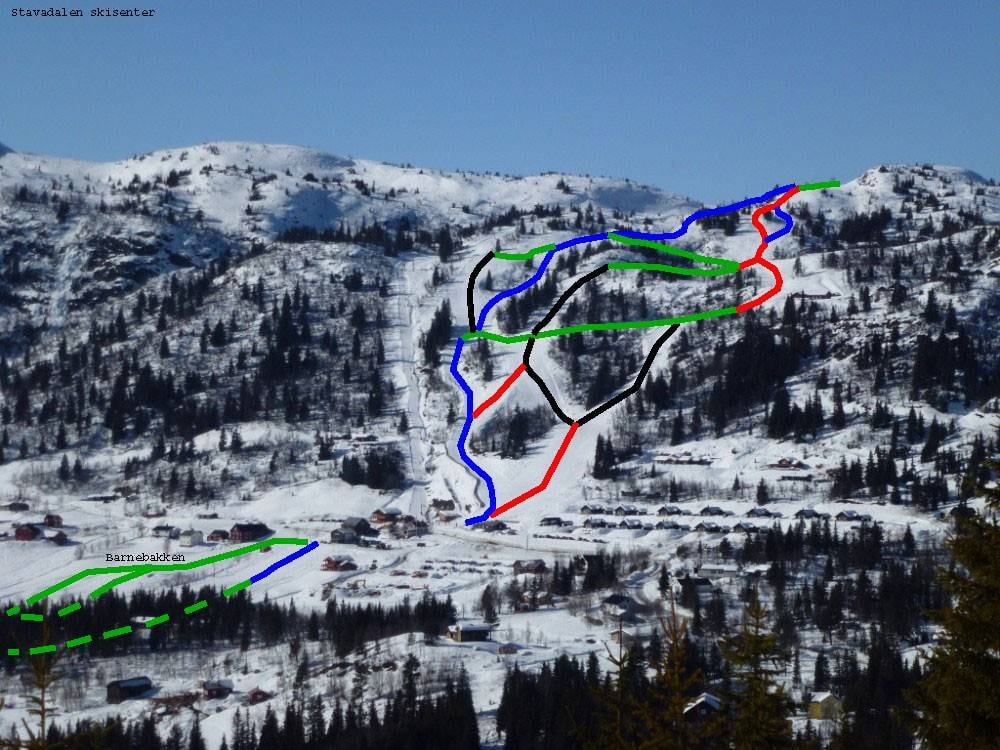 Stavadalen Skisenter trail map