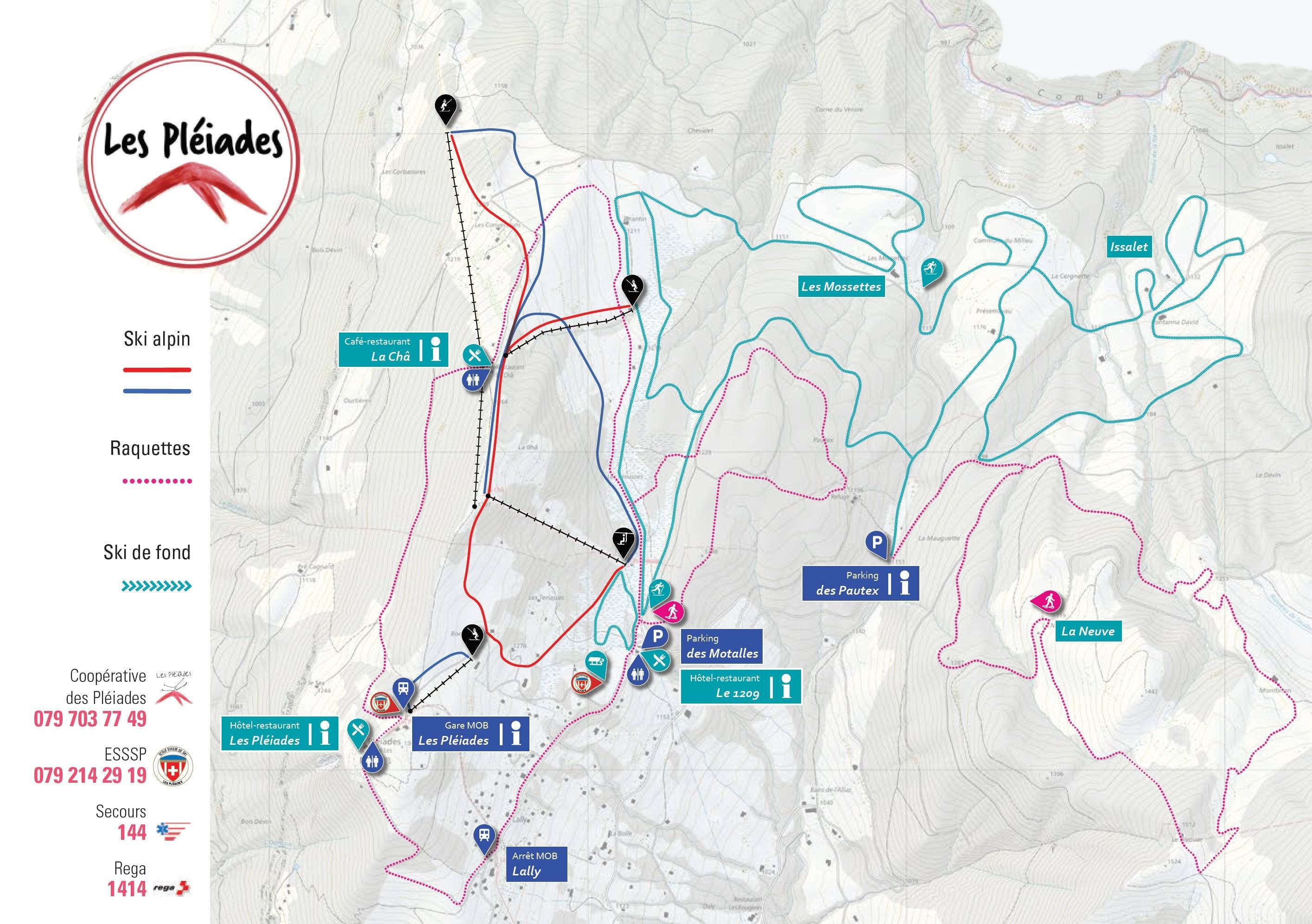 Les Pléiades trail map