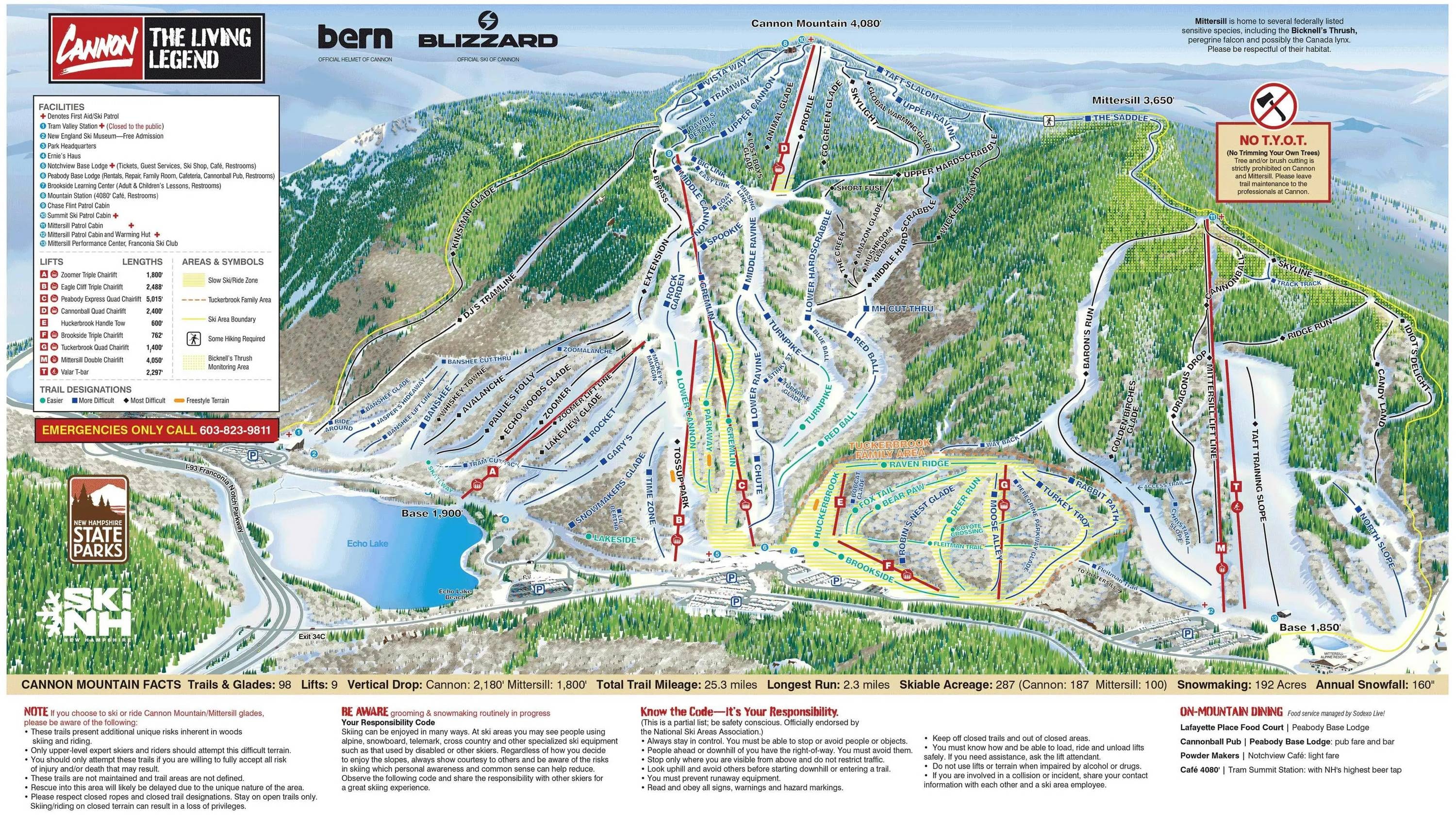 Cannon Mountain trail map