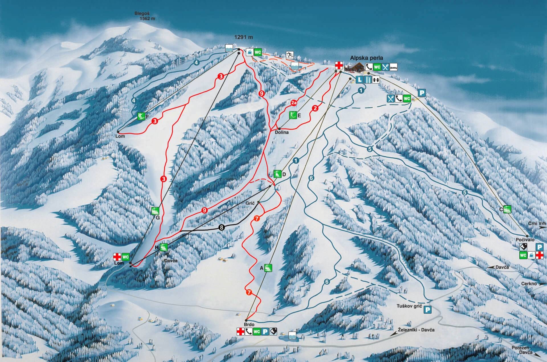 Cerkno trail map