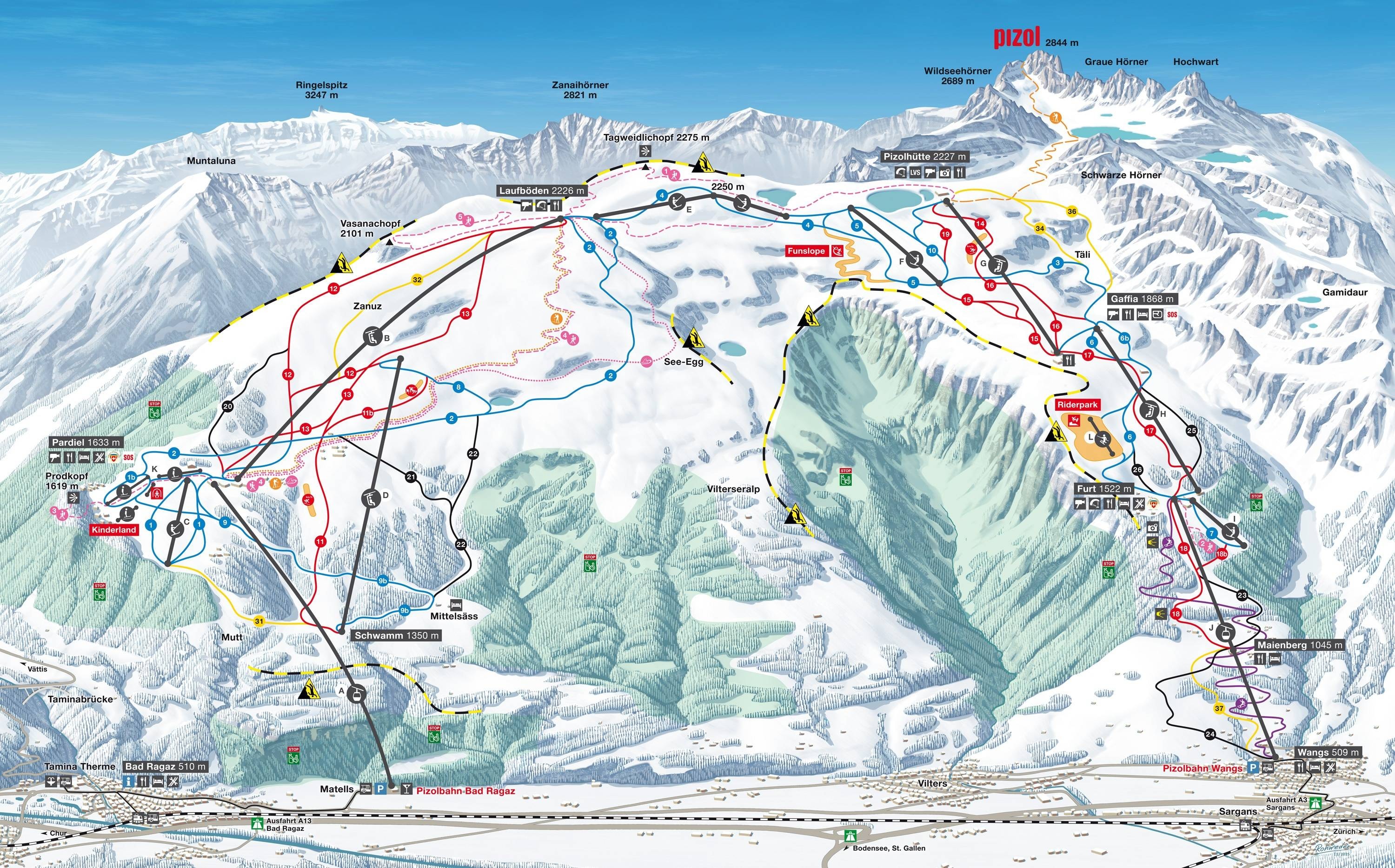 Pizol – Bad Ragaz/Wangs trail map