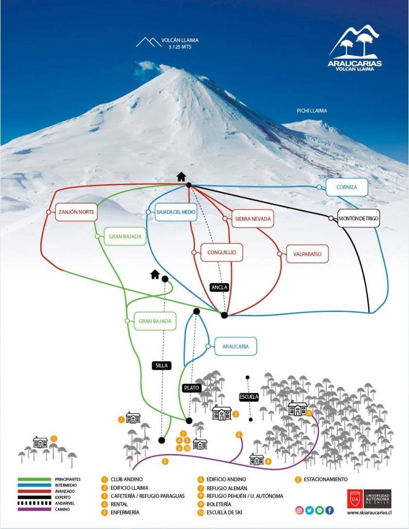 Las Araucarias/Llaima – Vilcún trail map