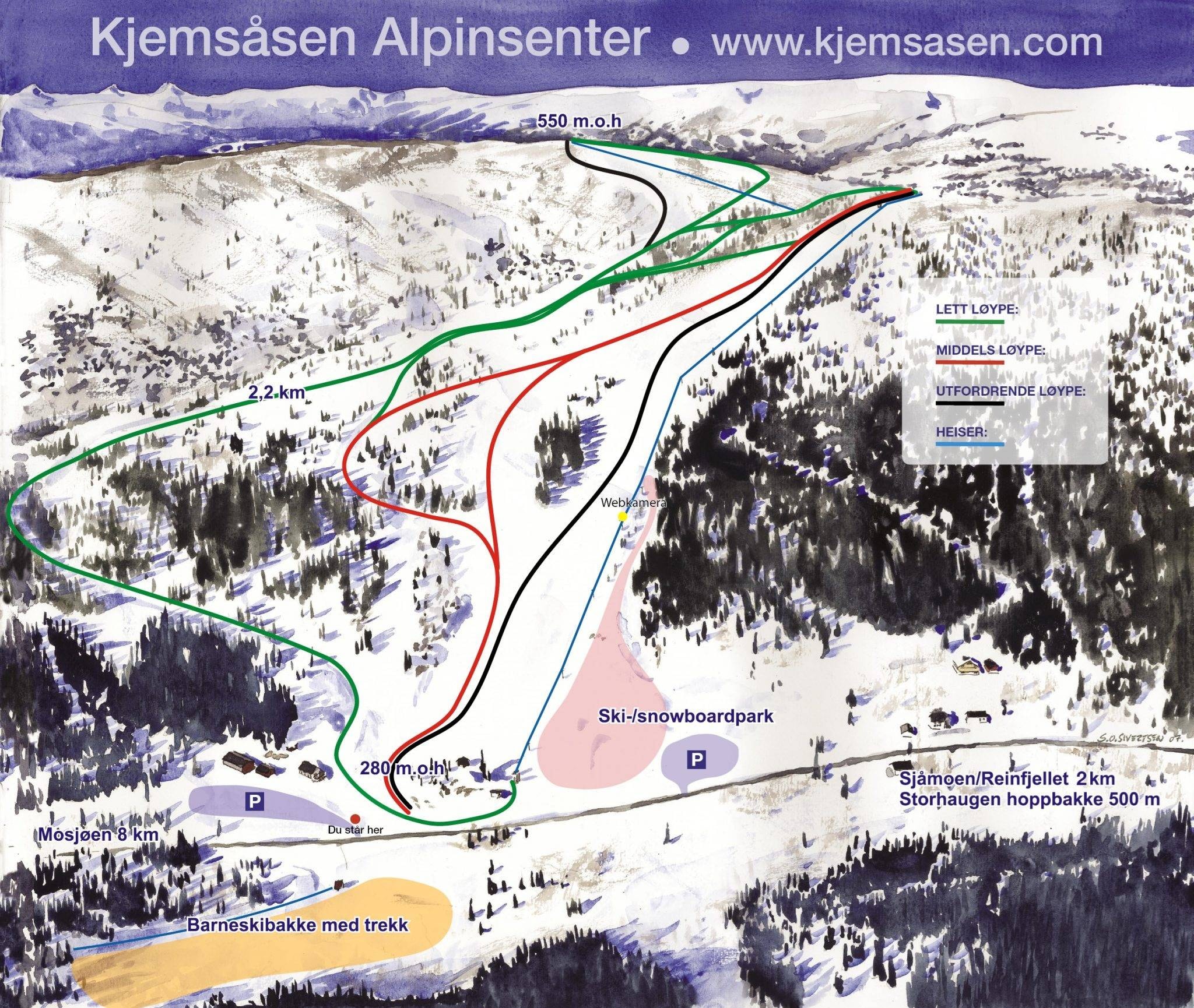 Kjemsåsen trail map