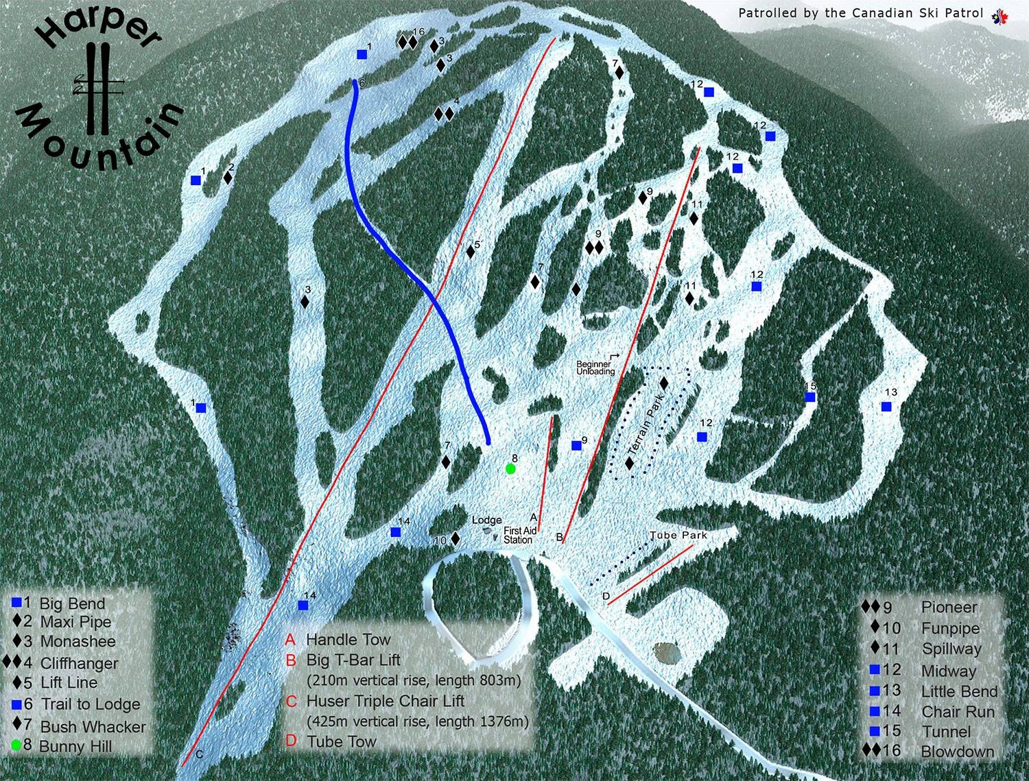 Harper Mountain trail map