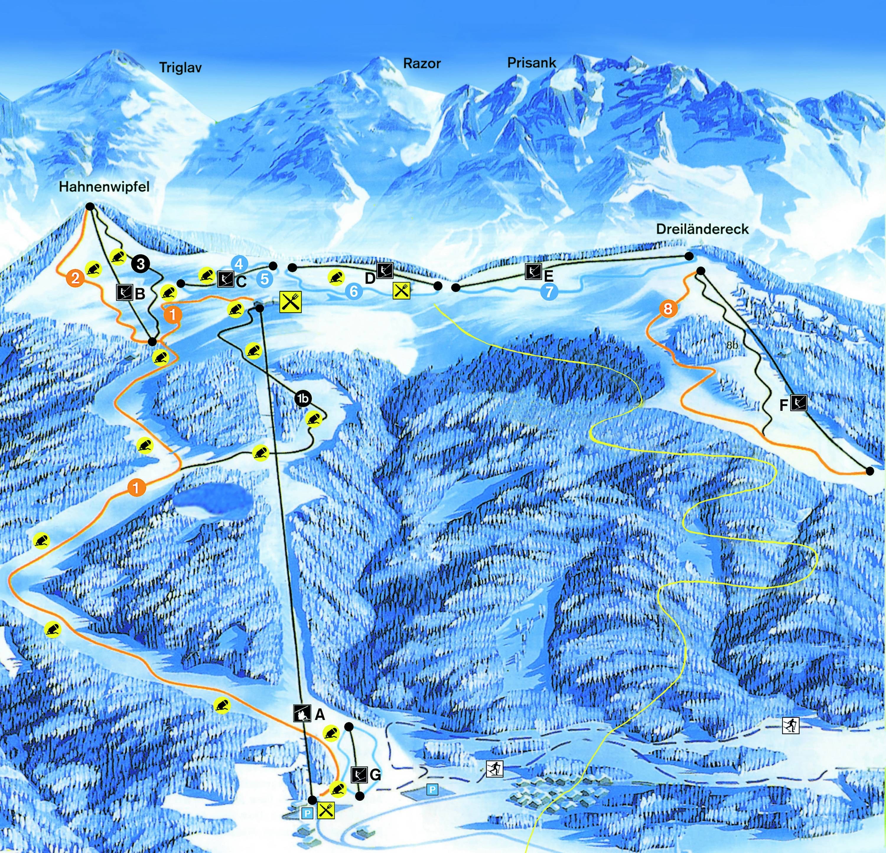 Arnoldstein – Dreiländereck trail map