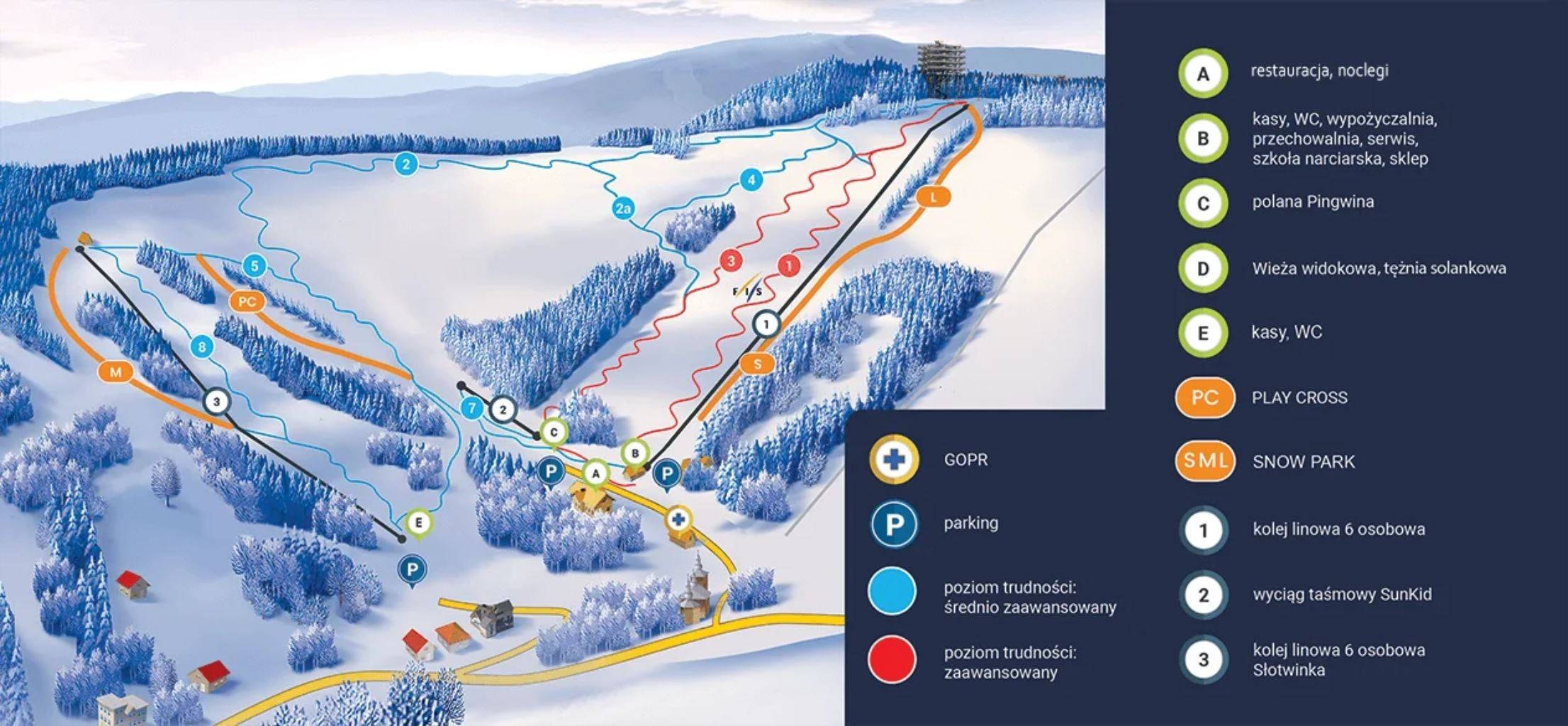 Słotwiny Arena trail map