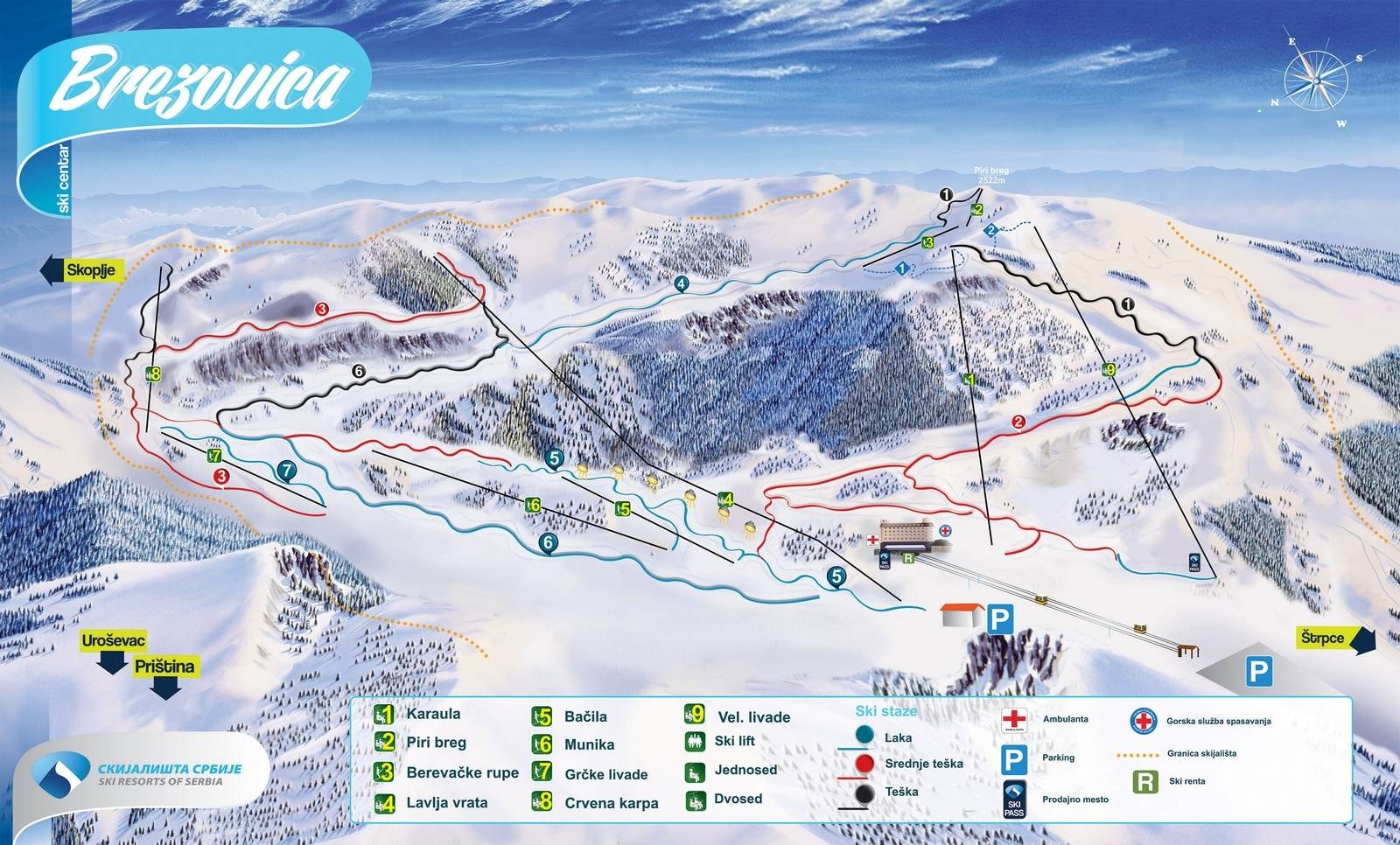 Brezovica trail map