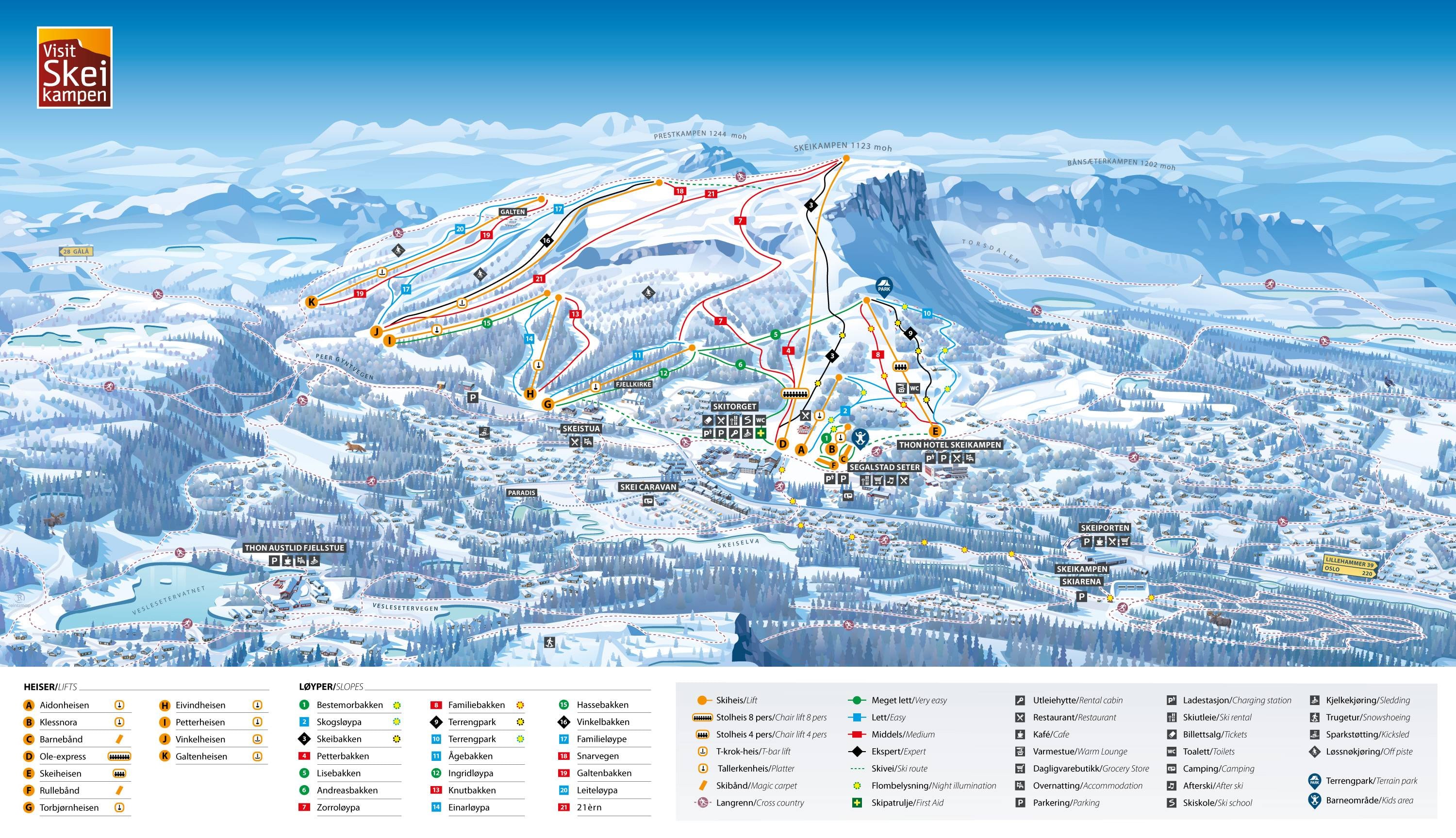 Skeikampen – Gausdal trail map